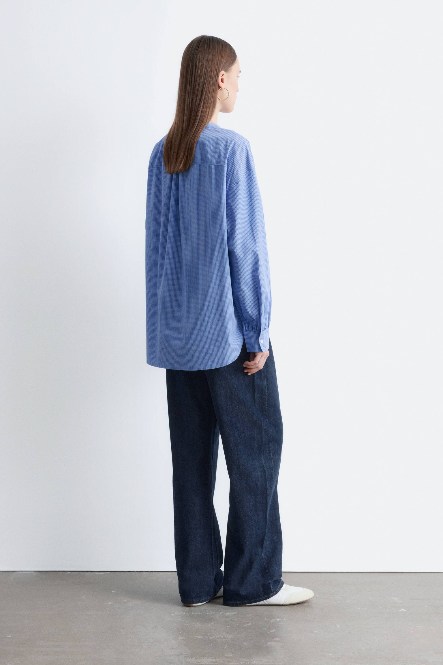 Oversized bomuldsskjorte - Blå/ternet/Sort ternet/Hvid - 7