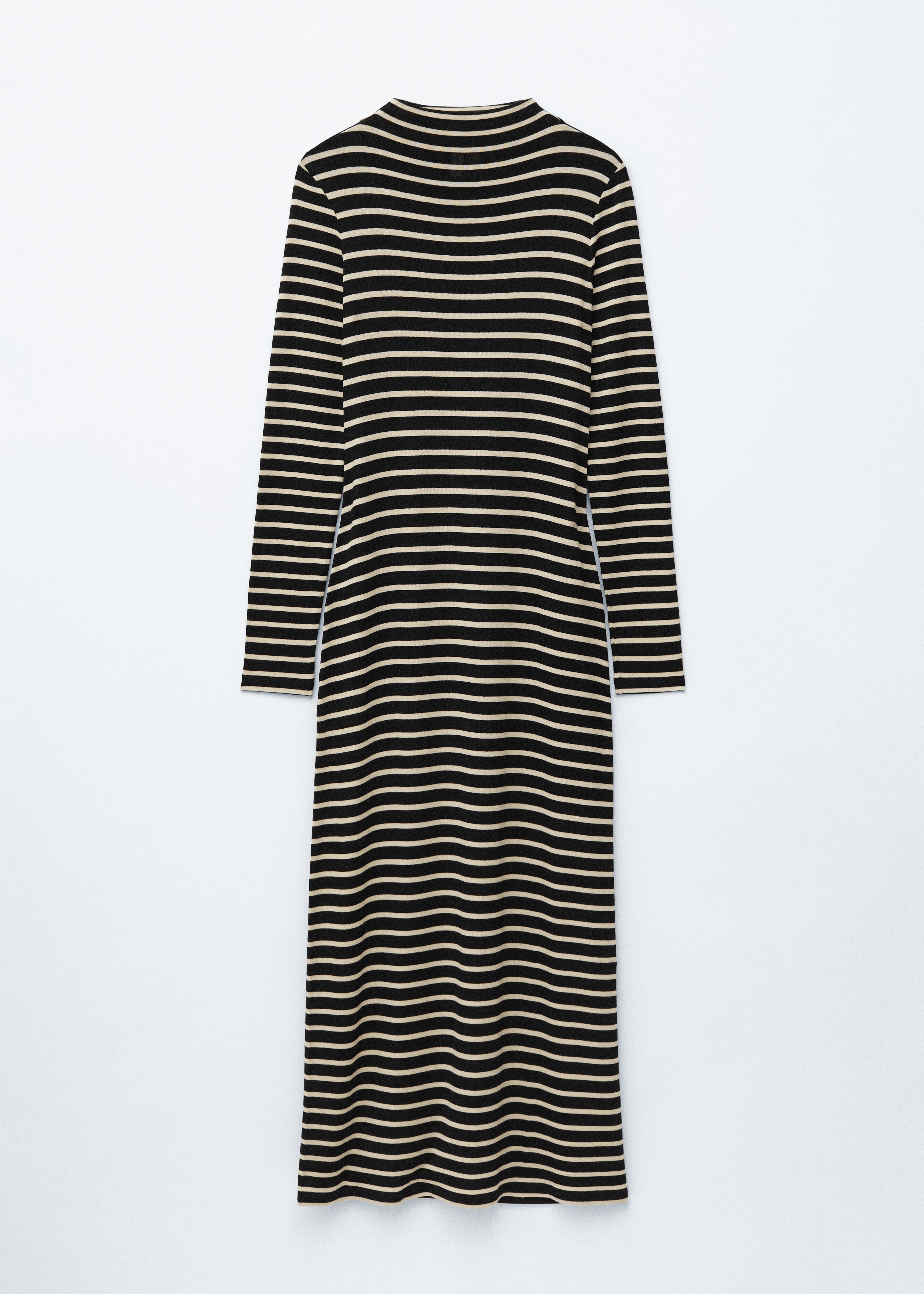 Állógalléros maxi ruha - Fekete/fehér csíkos
