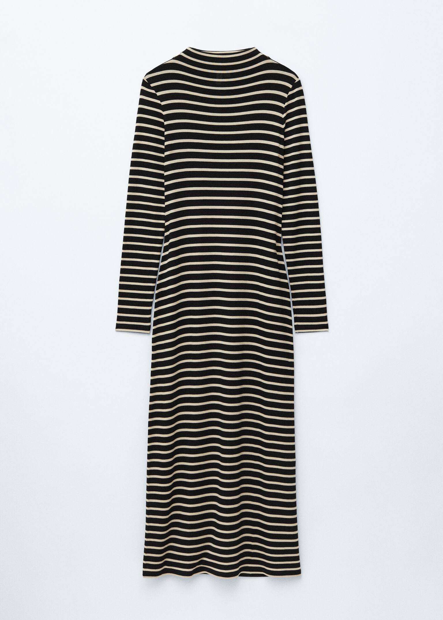 Maxi abito con collo a lupetto - Righe nero/bianco