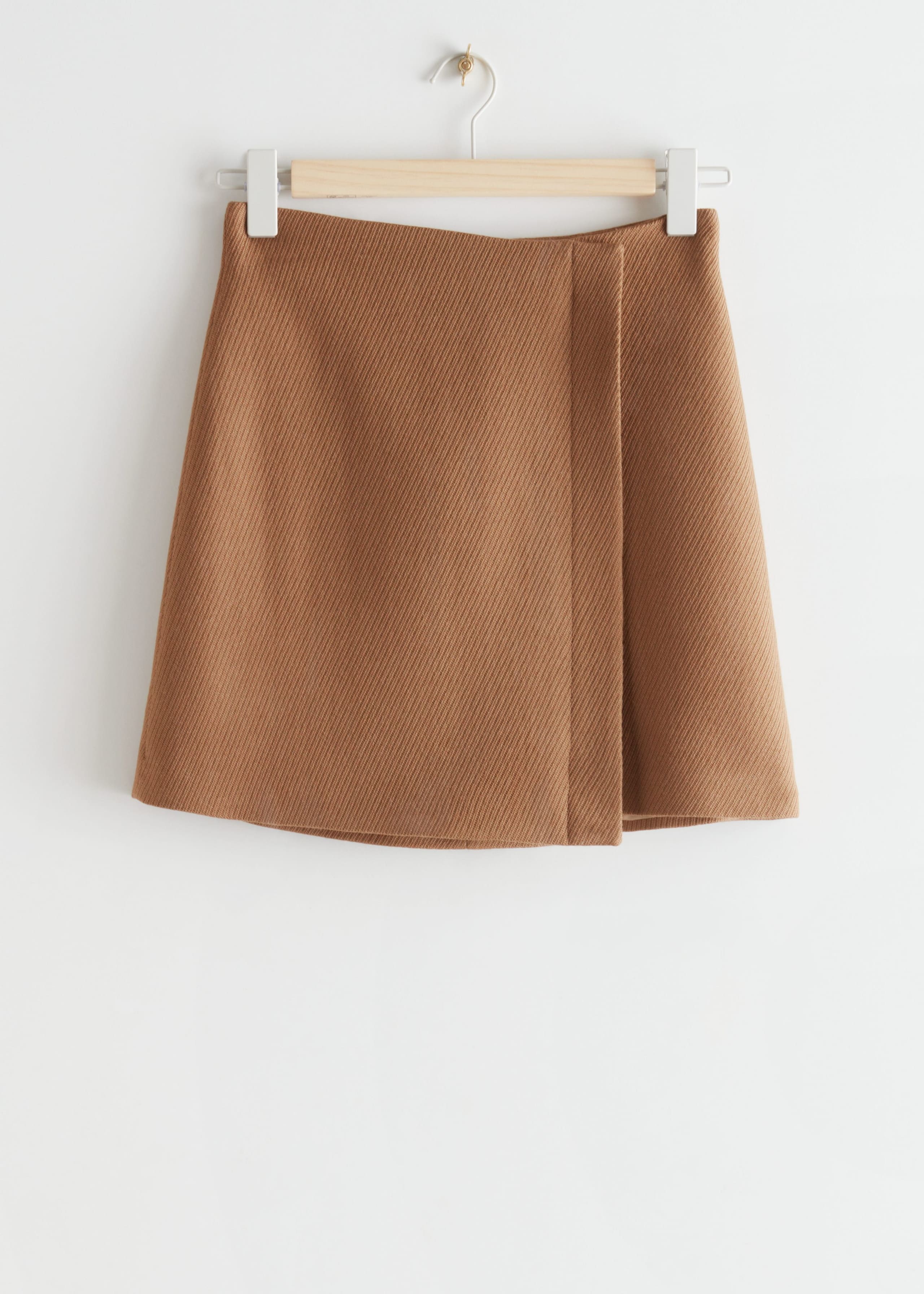 Asymmetric Wool Mini Skirt - Dark Beige - Still Life
