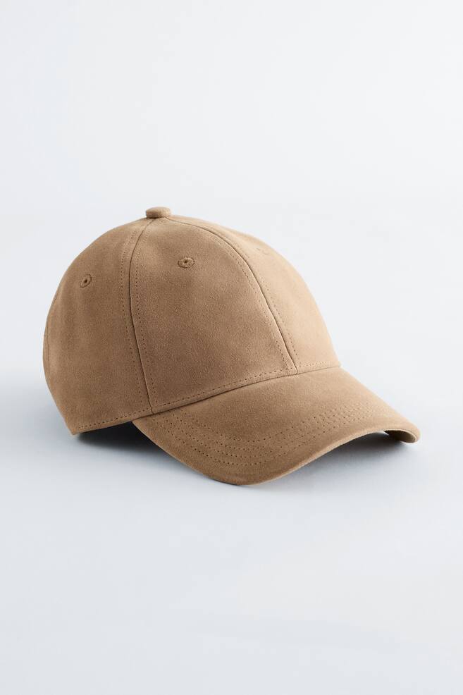 Suede Baseball Cap - Dark Beige - 1