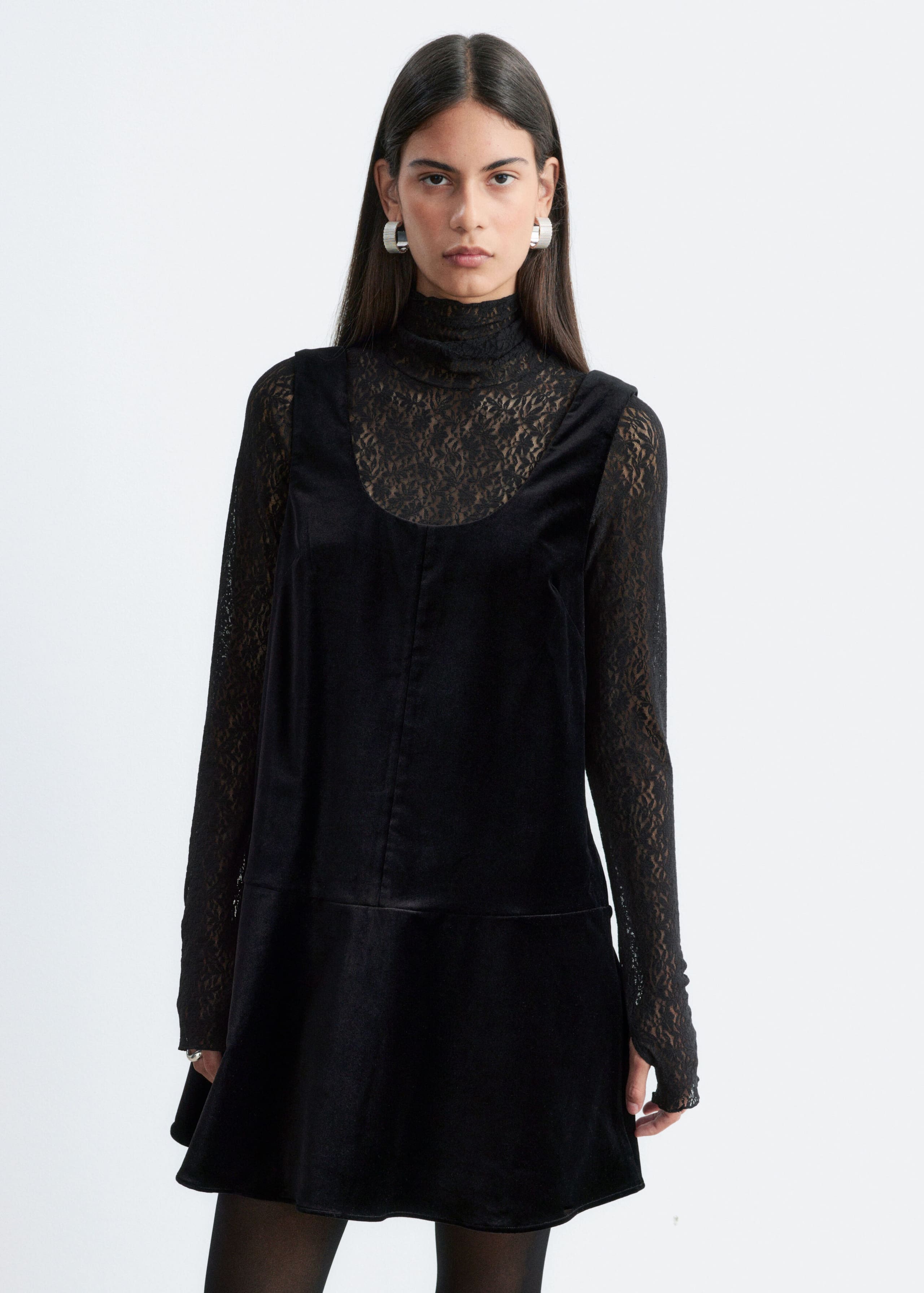 Velvet Mini Dress - Black - Lookbook
