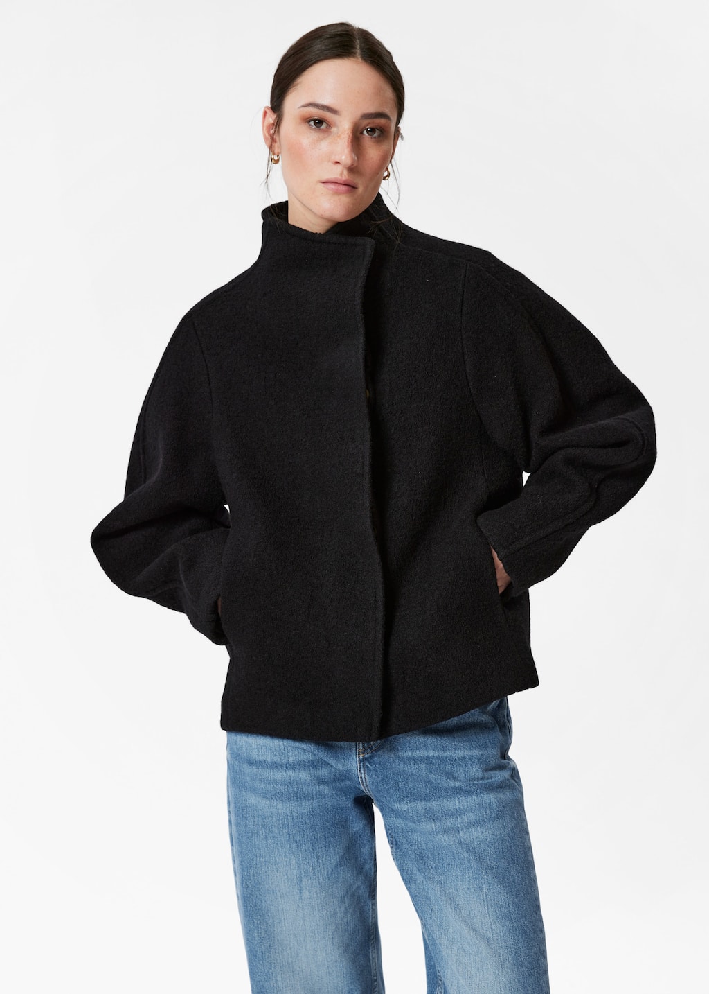 Asymmetric Wool Jacket - Black - Lookbook