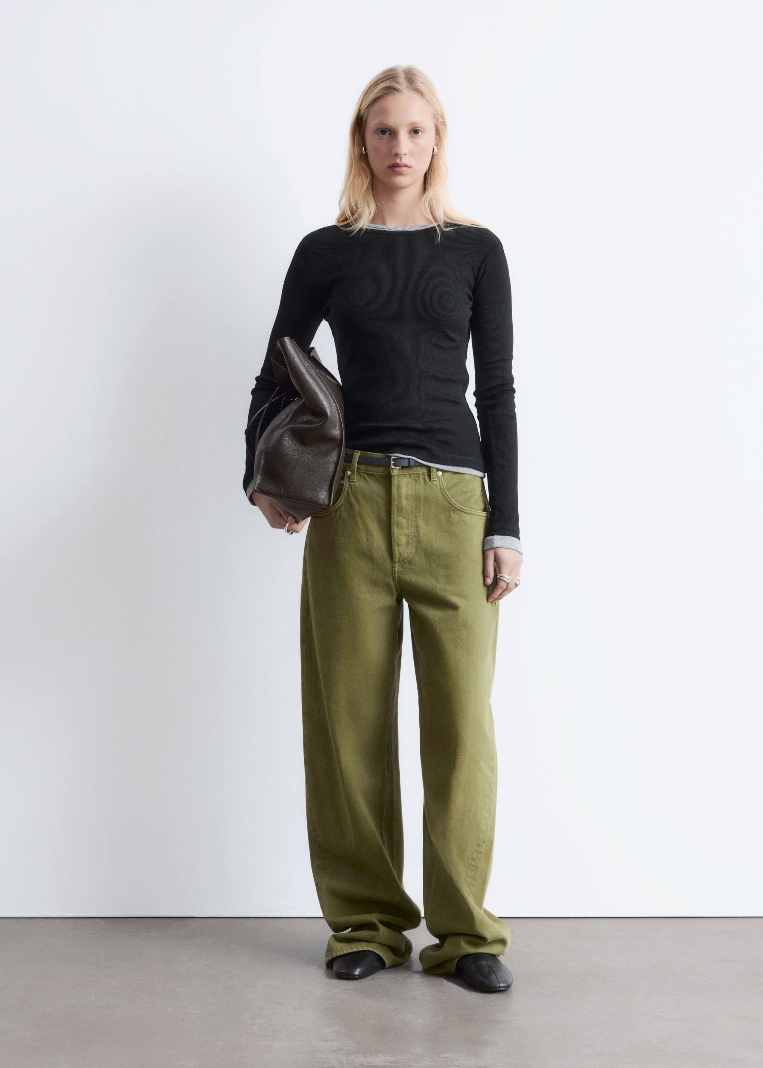 Image of Ribbed Long-Sleeve Top