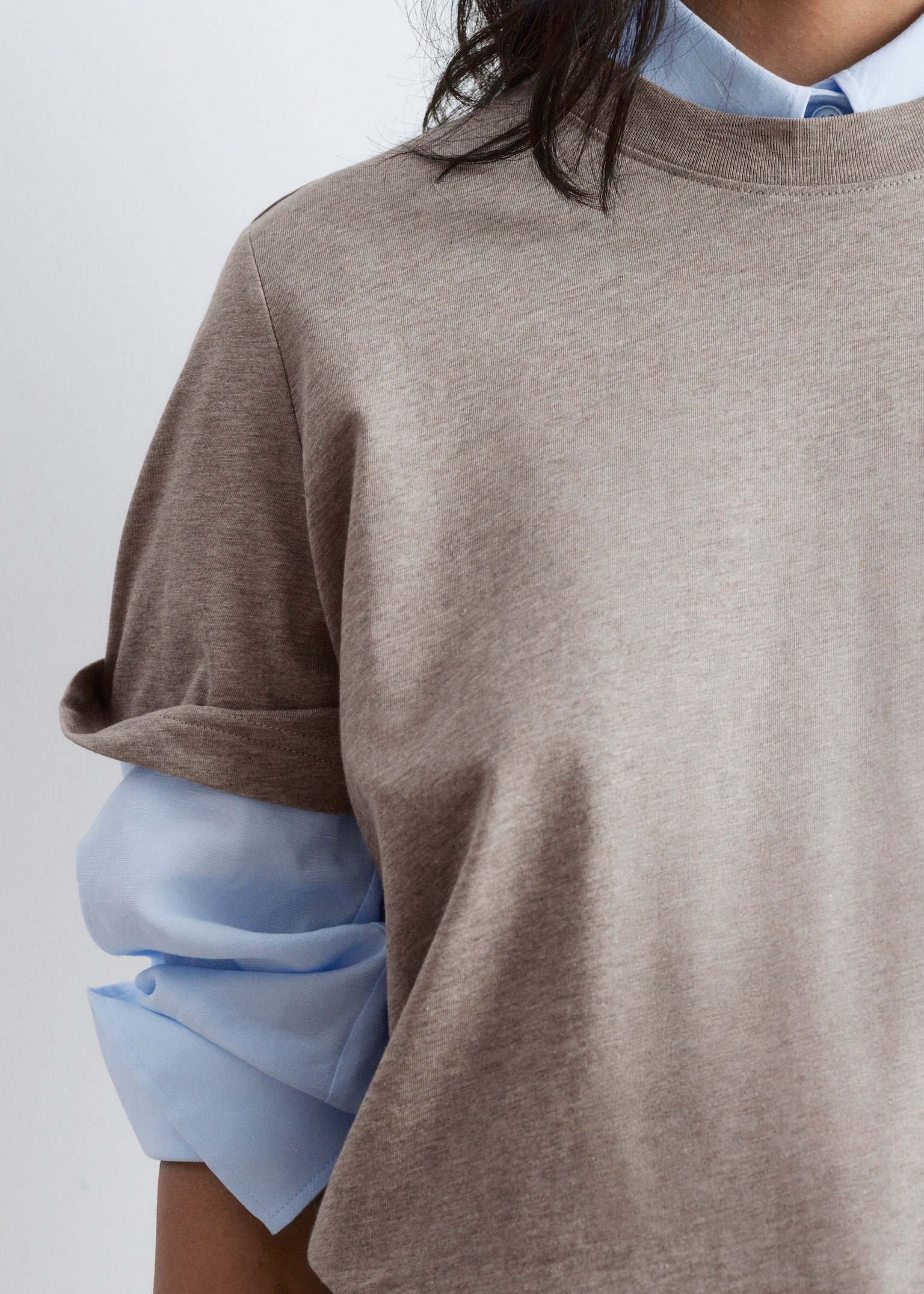 T-shirt met ronde hals - Taupe/Wit/Zwart/Donkergrijs gemêleerd/Rood/Lichtgroen/Donkerbruin/Vaalblauw - 5