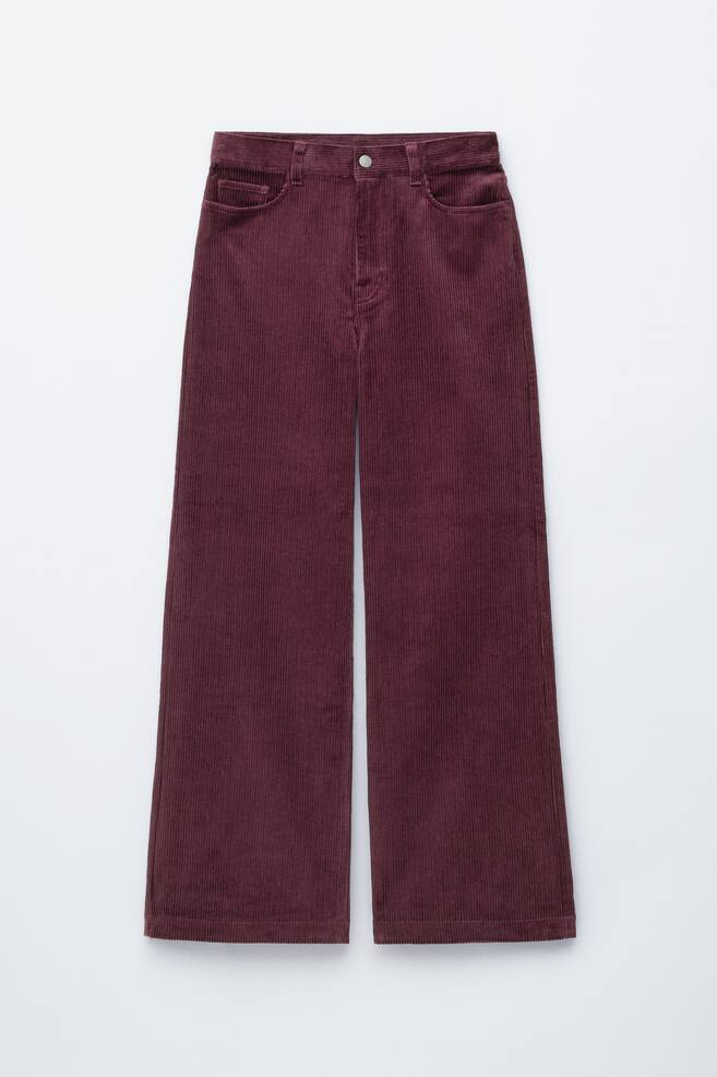 Cordhose mit weitem Bein - Dunkelrot/Dunkelbraun - 1