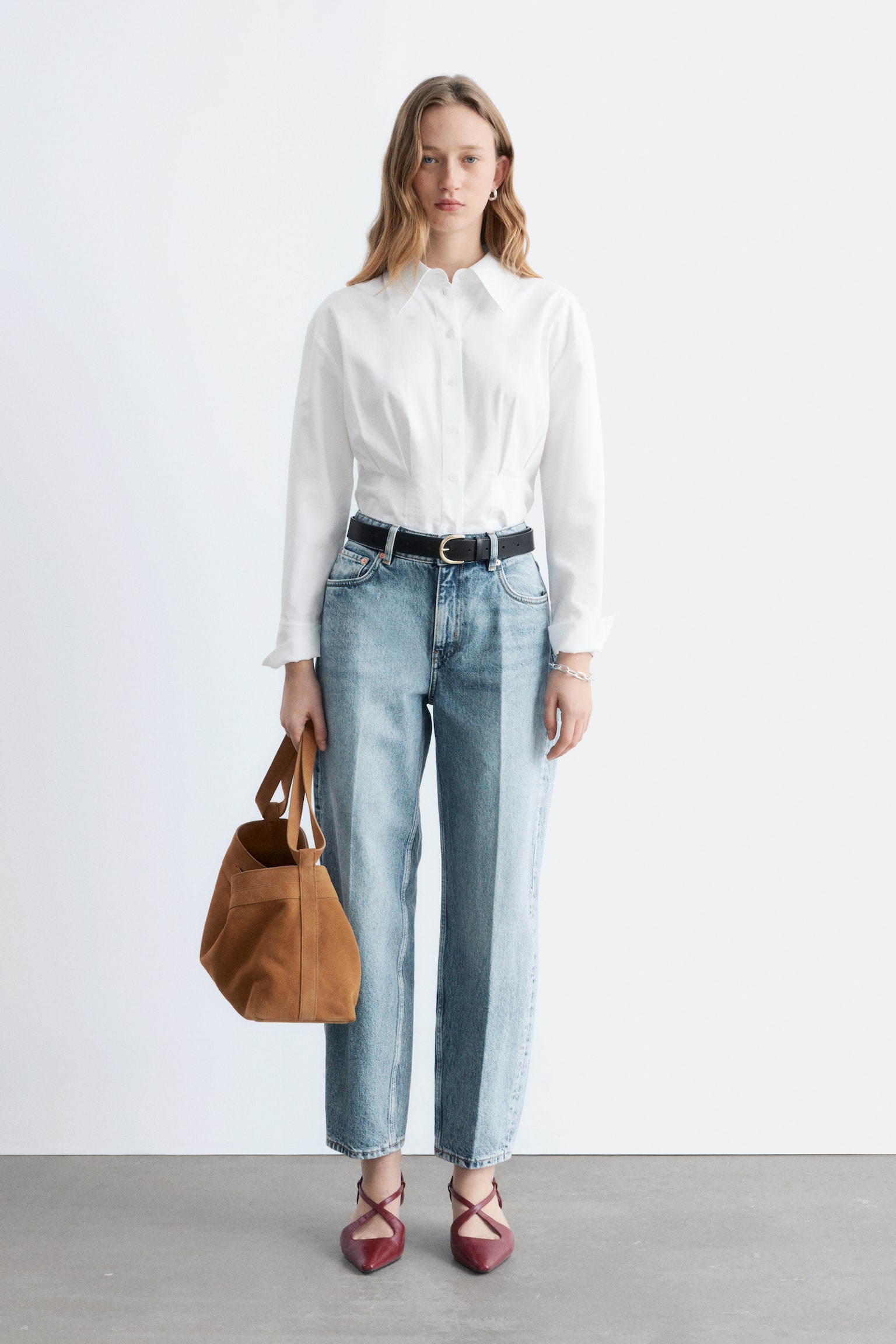 Košile s úzkými rukávy - Bílá/Béžová - 3