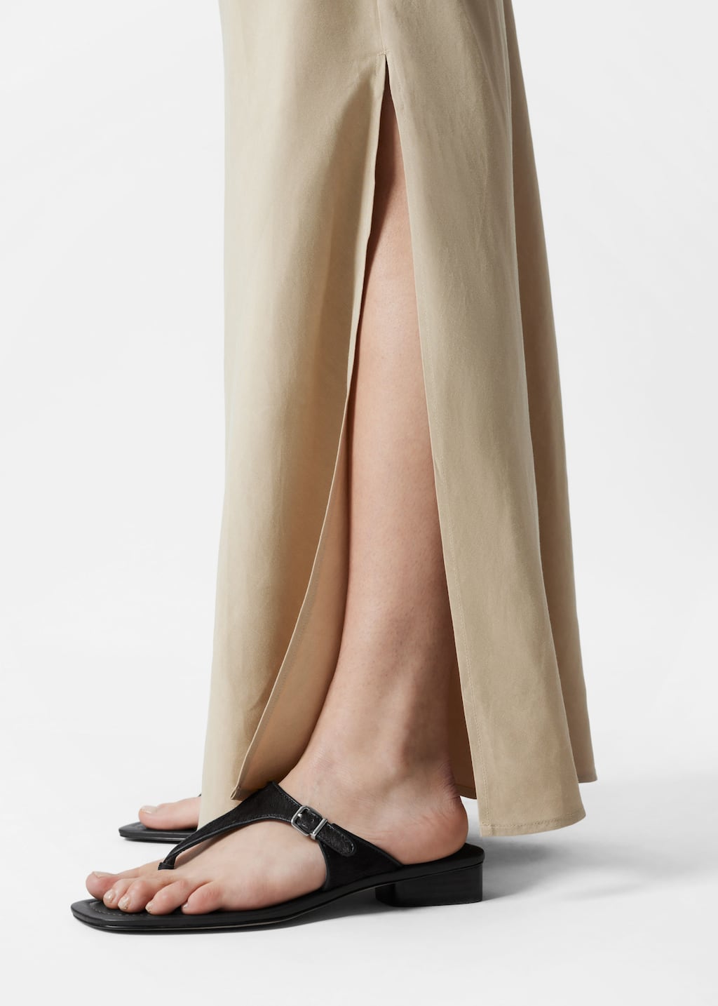 Maxifalda de cintura alta - Beige - Lookbook