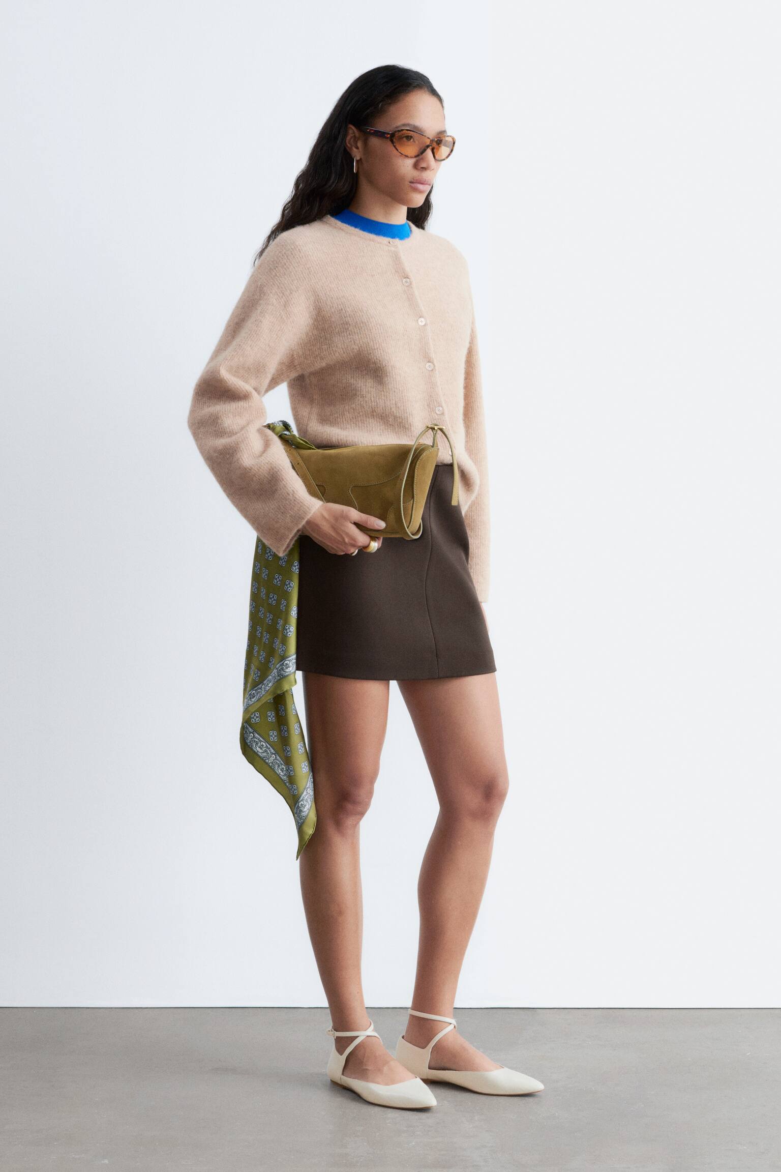 Cardigan Tricotat din Amestec de Alpaca - Bej/Verde/Galben pastel/Alb/Roz prăfuit/Gri - 7