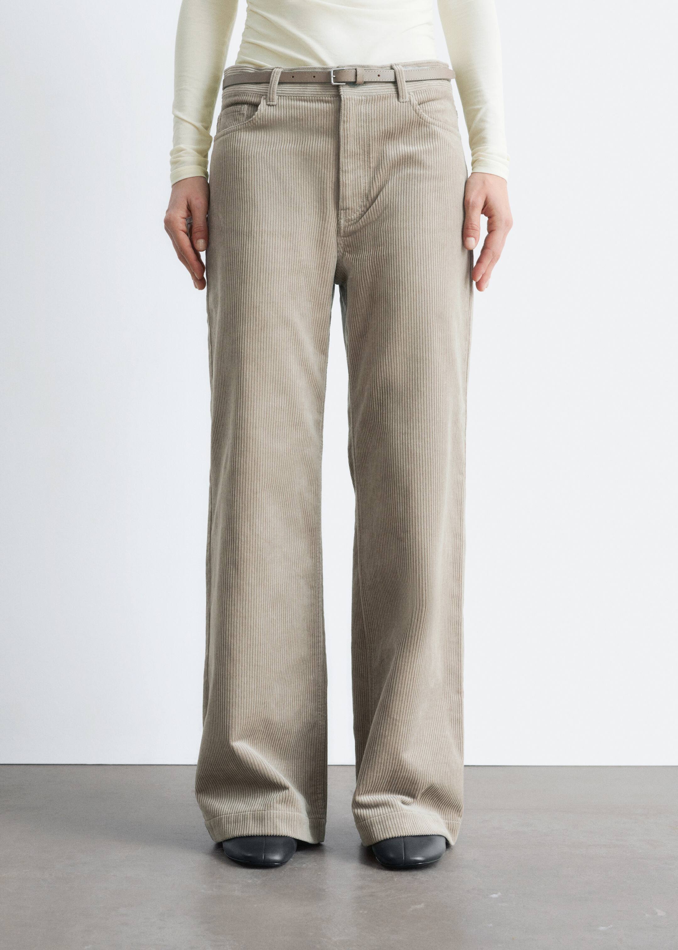 Grotere afbeelding bekijken: Corduroy broek met wijde pijpen - Taupe - DAMES | H&M NL 2