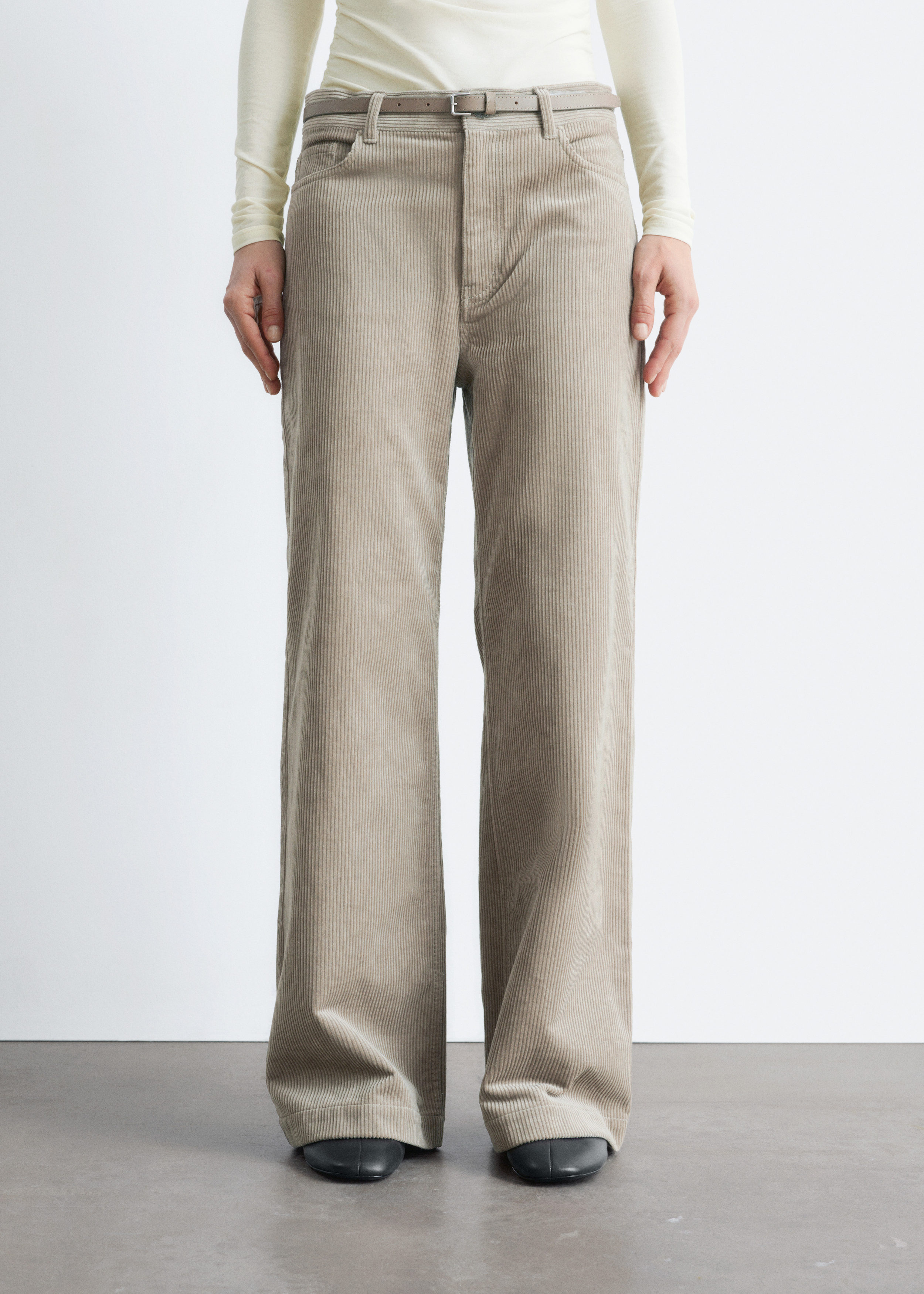 パンツ everyone wide straight corduroy trousers Men's wide wale corduroy trousers with elastic waistband