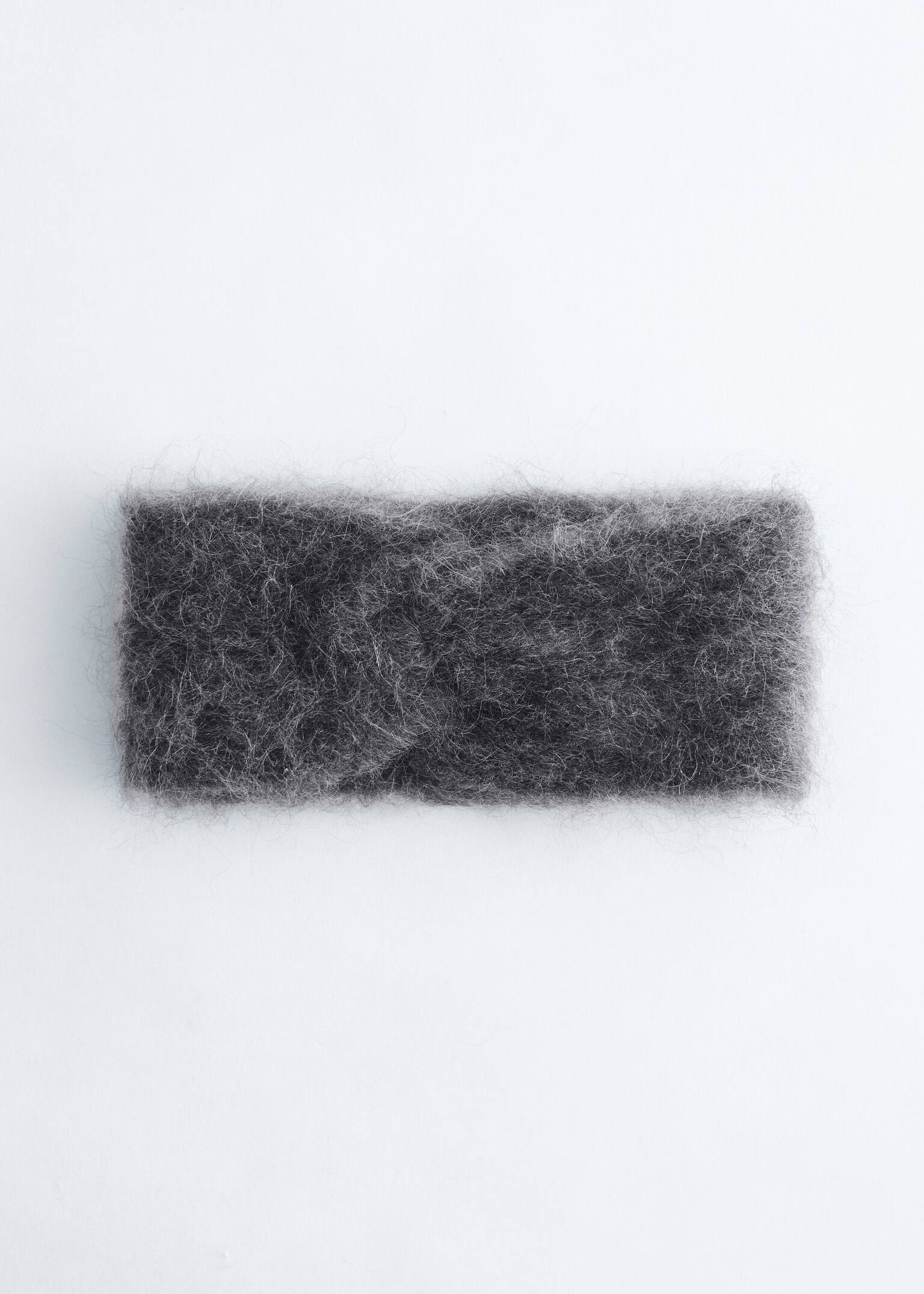 Stirnband aus Mohair-Mix mit Twist-Detail vorne - Dunkelgrau meliert/Hellgelb
