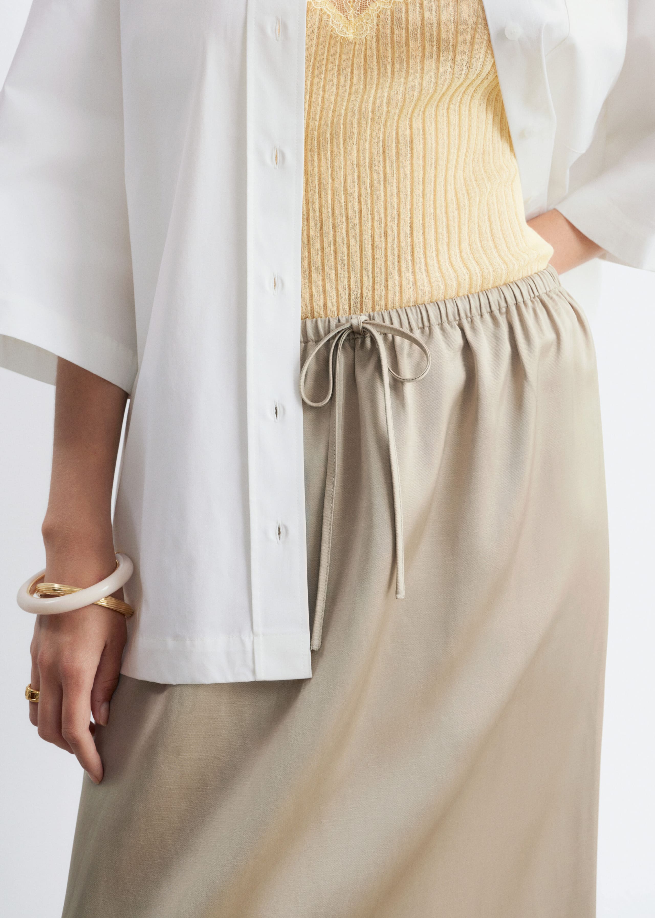 Image of Drawstring Midi Skirt