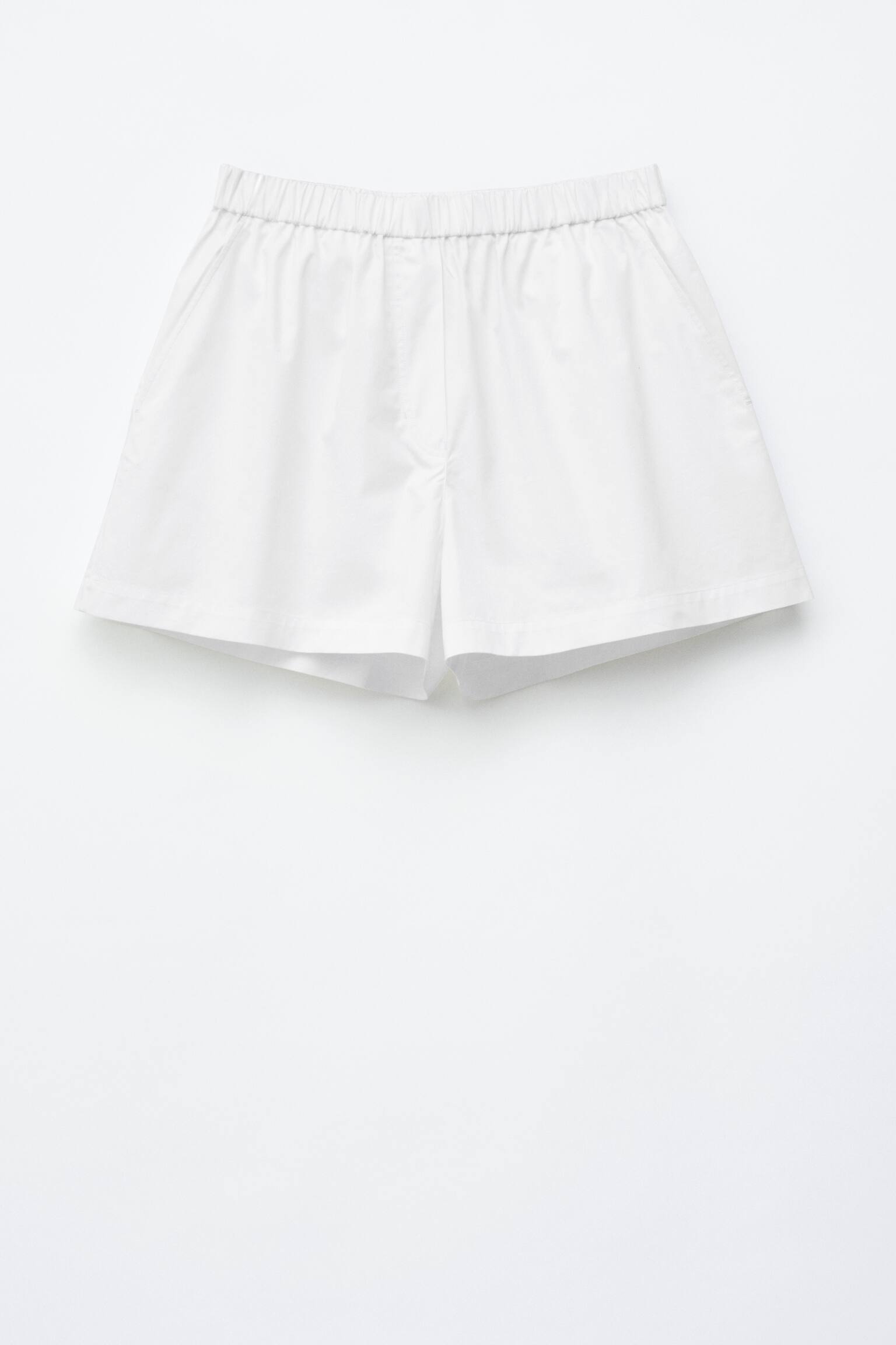 High-Waist Cotton Shorts - White/Black/Beige/Striped - 1