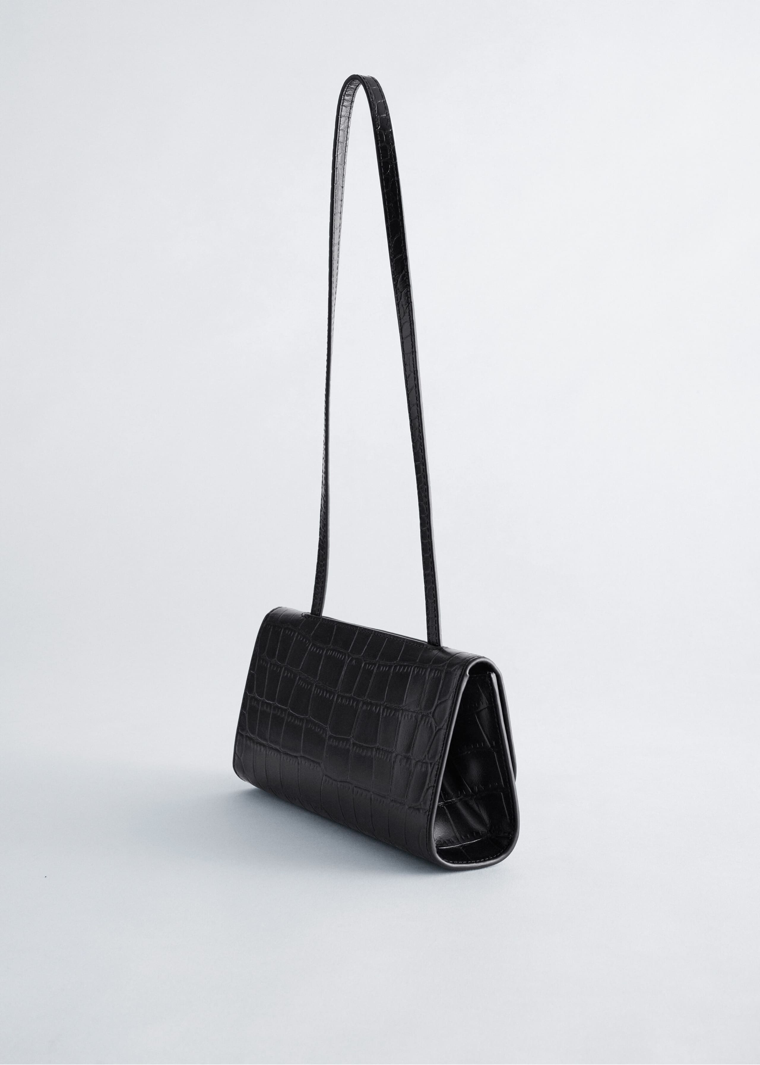 Croc-Effect Leather Shoulder Bag - Black/Faux croco - Still Life