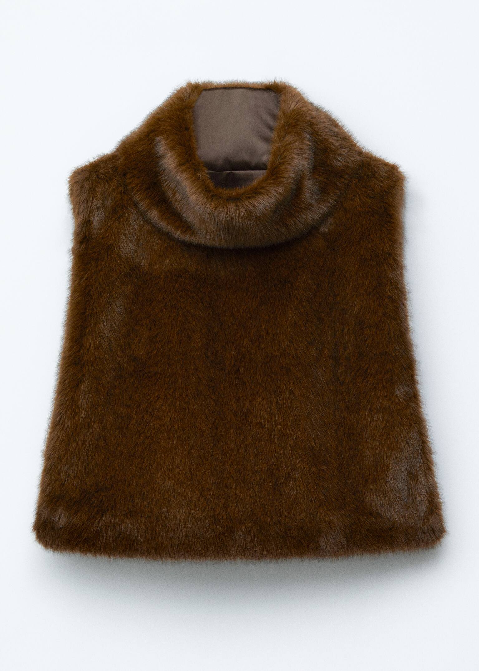 Plastron en fourrure synthétique - Marron foncé/Couleur crème