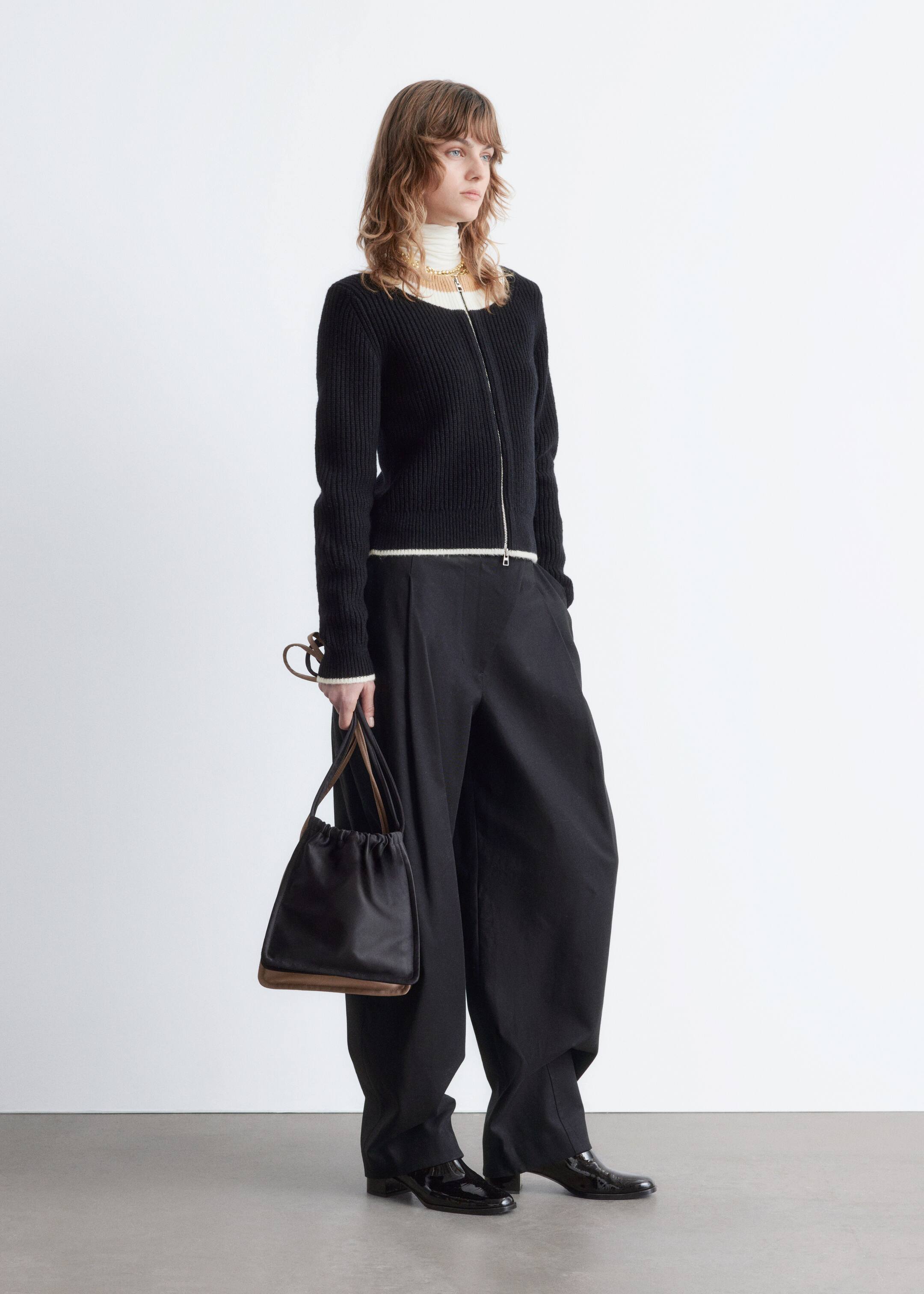 Agrandir l'image: Cardigan zippé aux bordures contrastées - Noir - FEMME | H&M FR 4