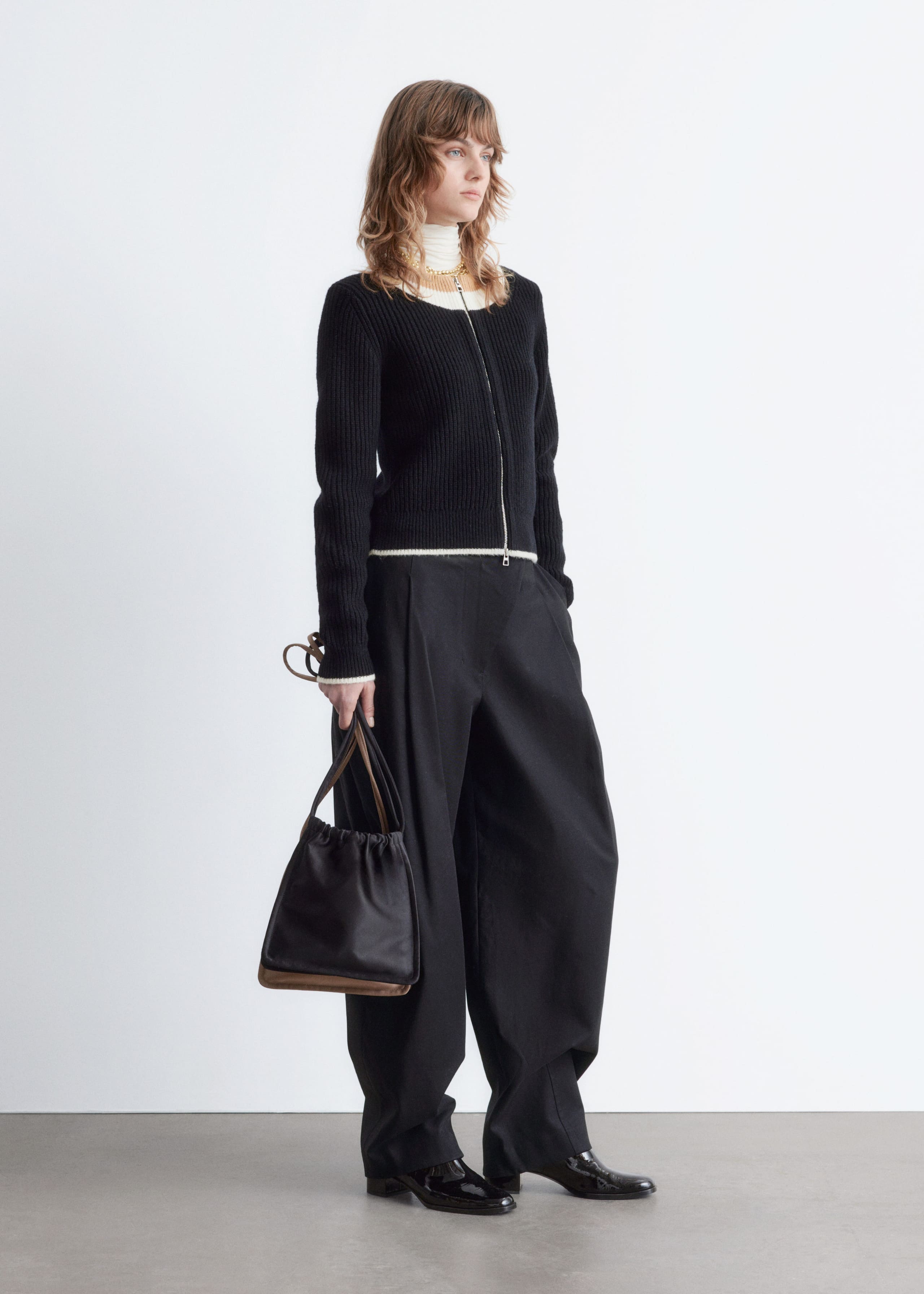 Image of Contrast Trim Zip Cardigan