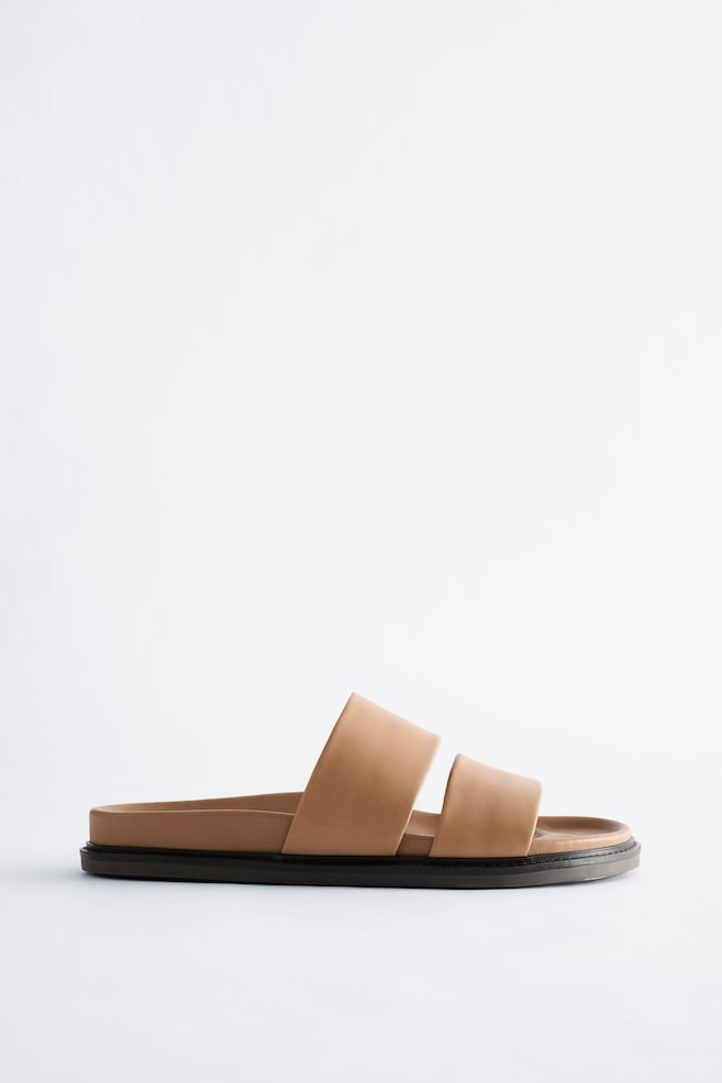 Sandales en cuir - Beige foncé/Noir - 1
