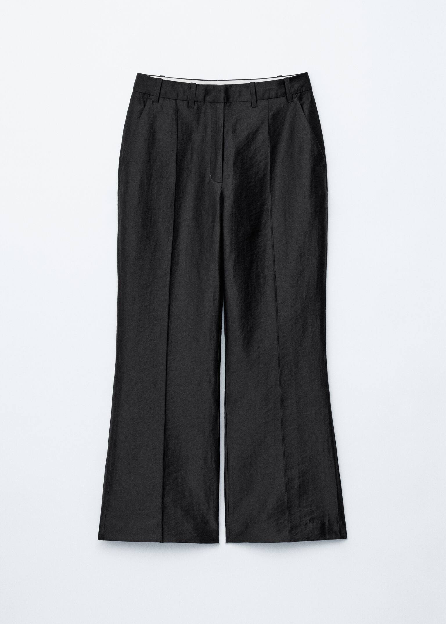 Ausgestellte Hose aus Satin - Schwarz