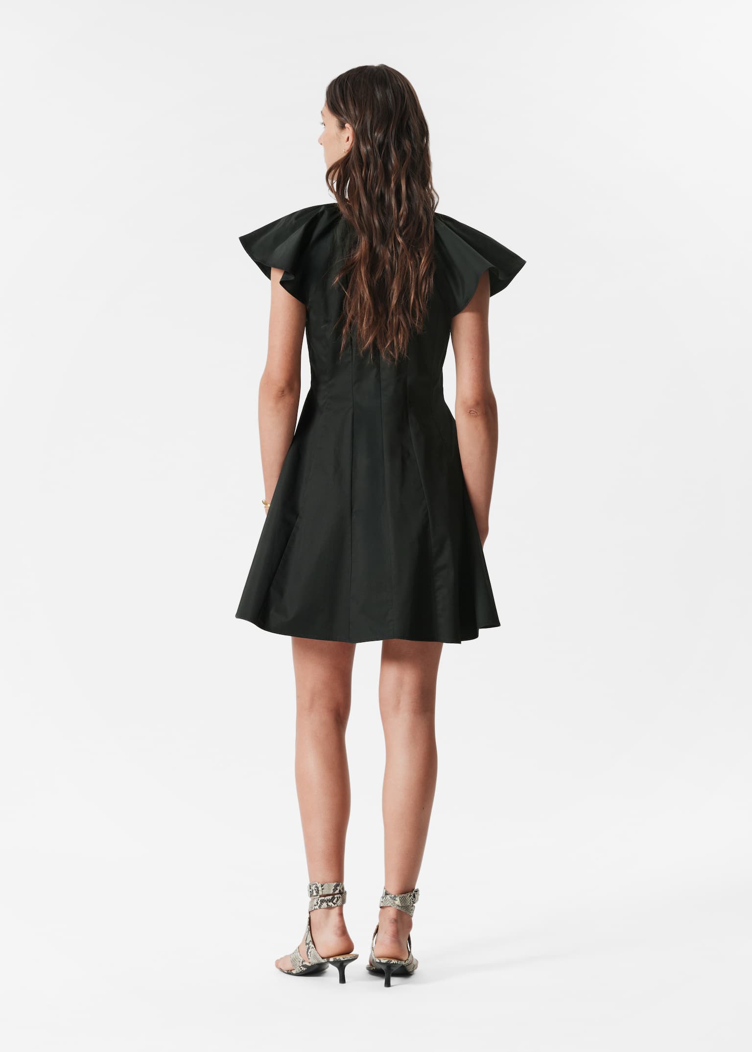 Rochie mini evazată - Negru/Roz - 4