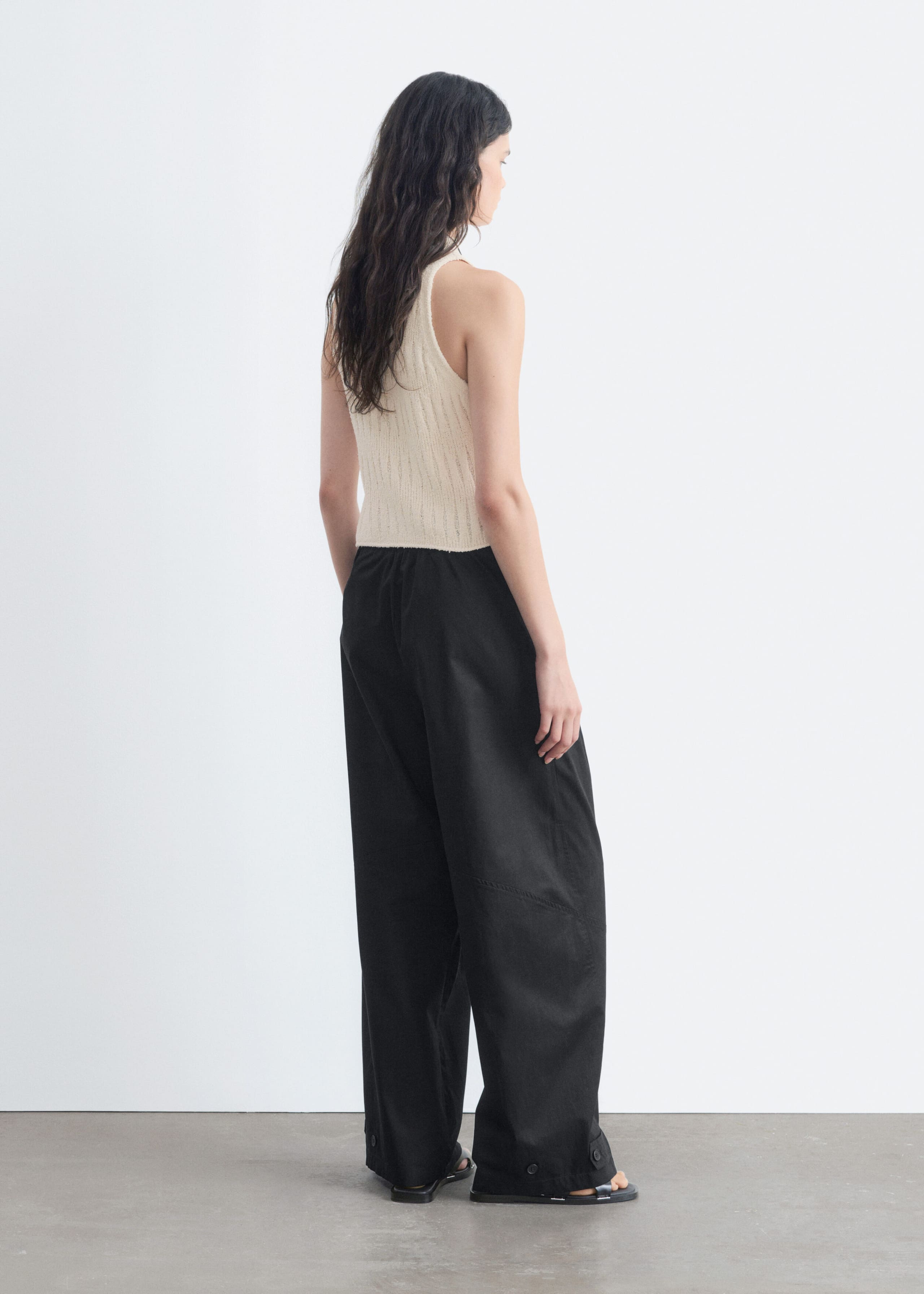 Pull-On Parachute Trousers - Black - Lookbook