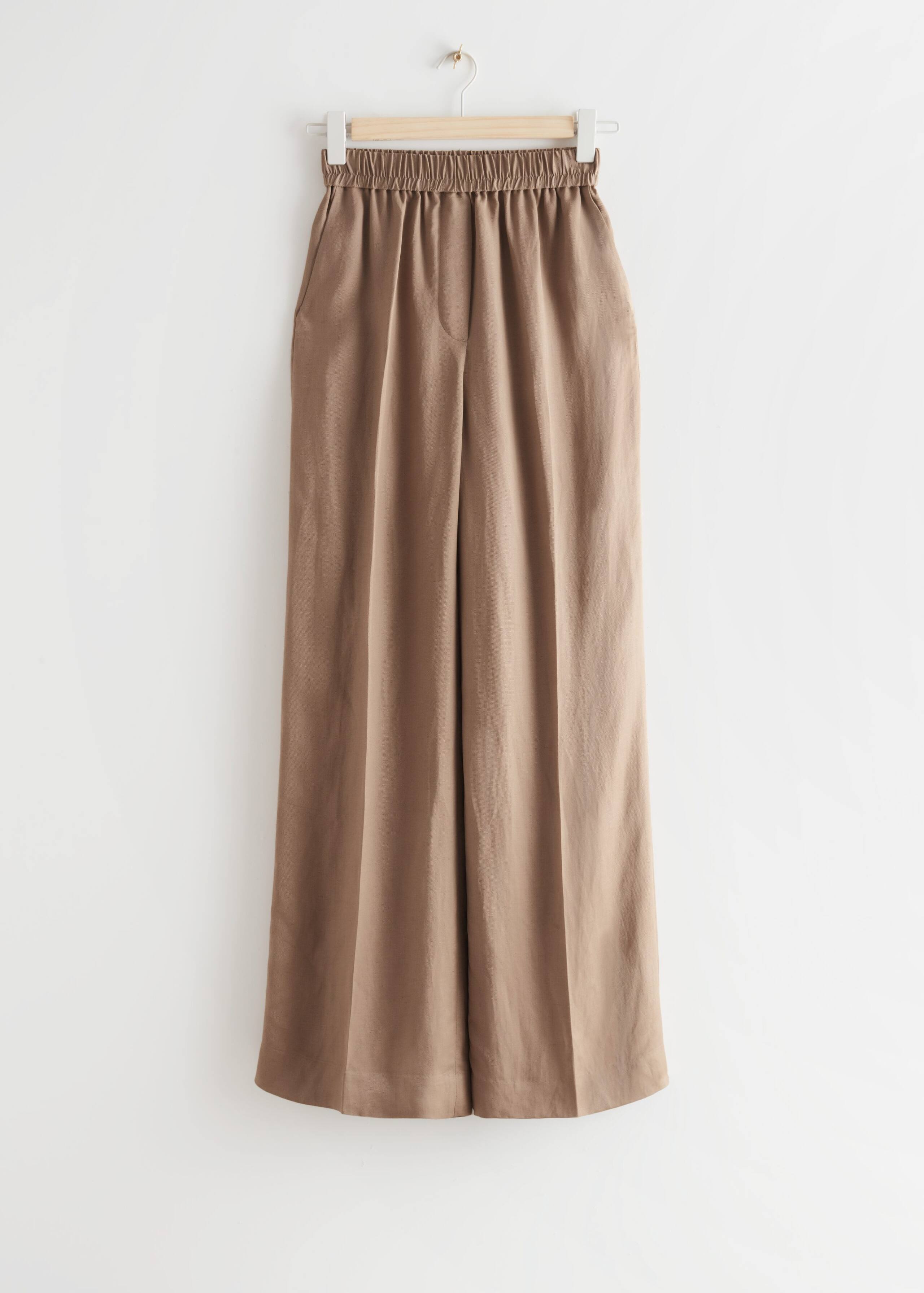 Wide Flared Trousers - Brown - Natura morta