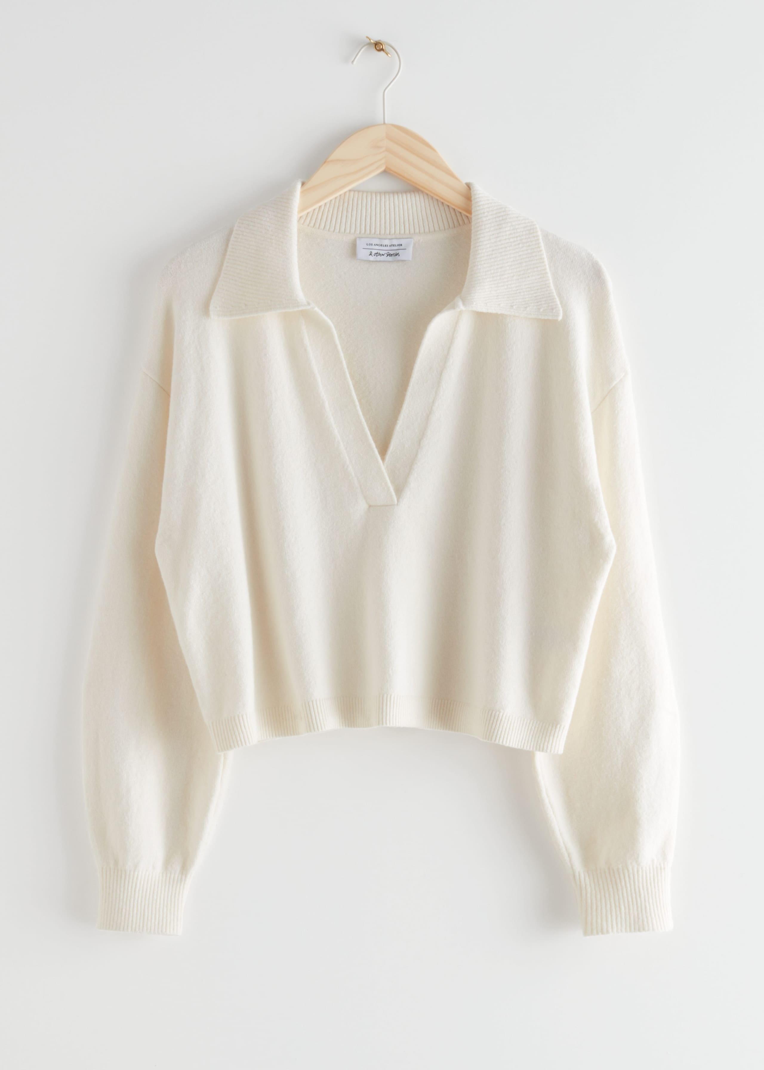 Relaxed Collared VNeck Sweater - Light Pink - Bodegón