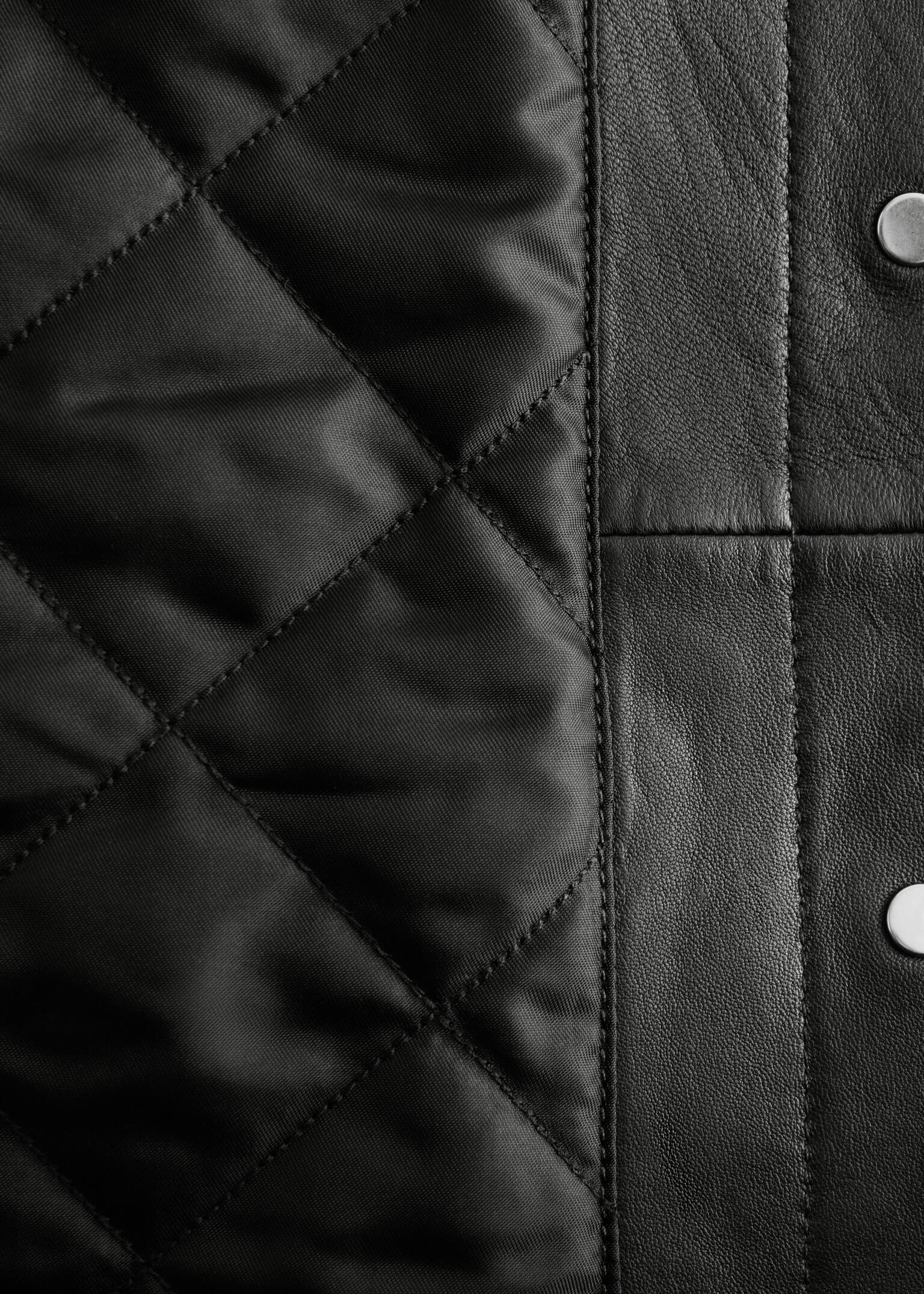 Patch-Pocket Leather Jacket - Black - 6