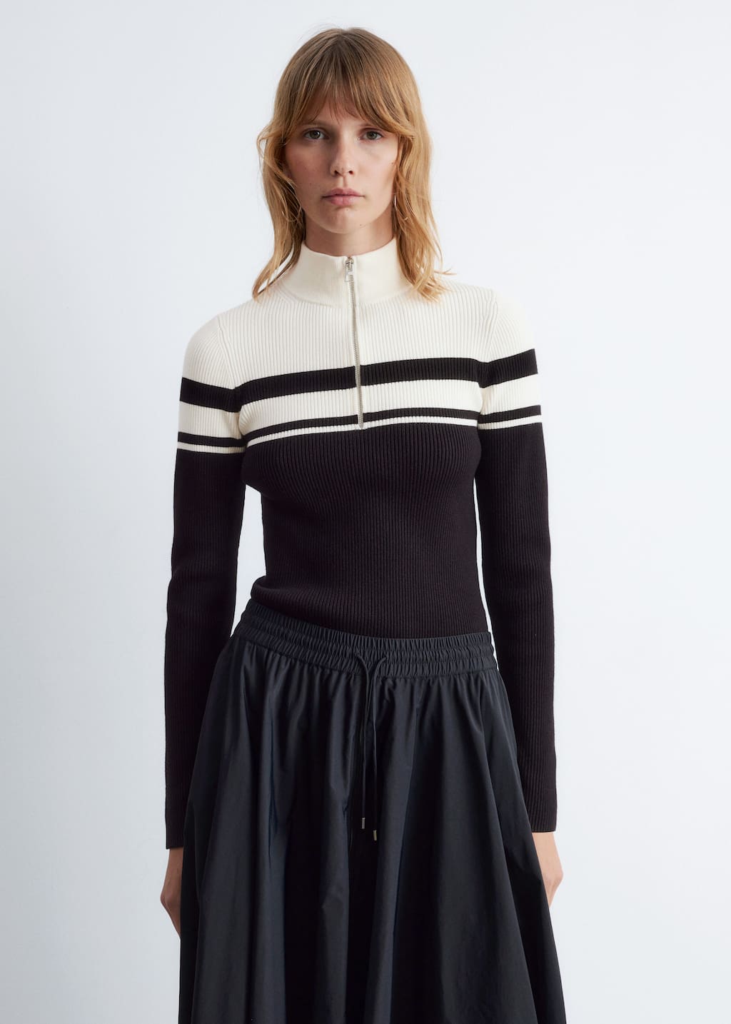Image of Pullover mit kurzem Reißverschluss und Stehkragen