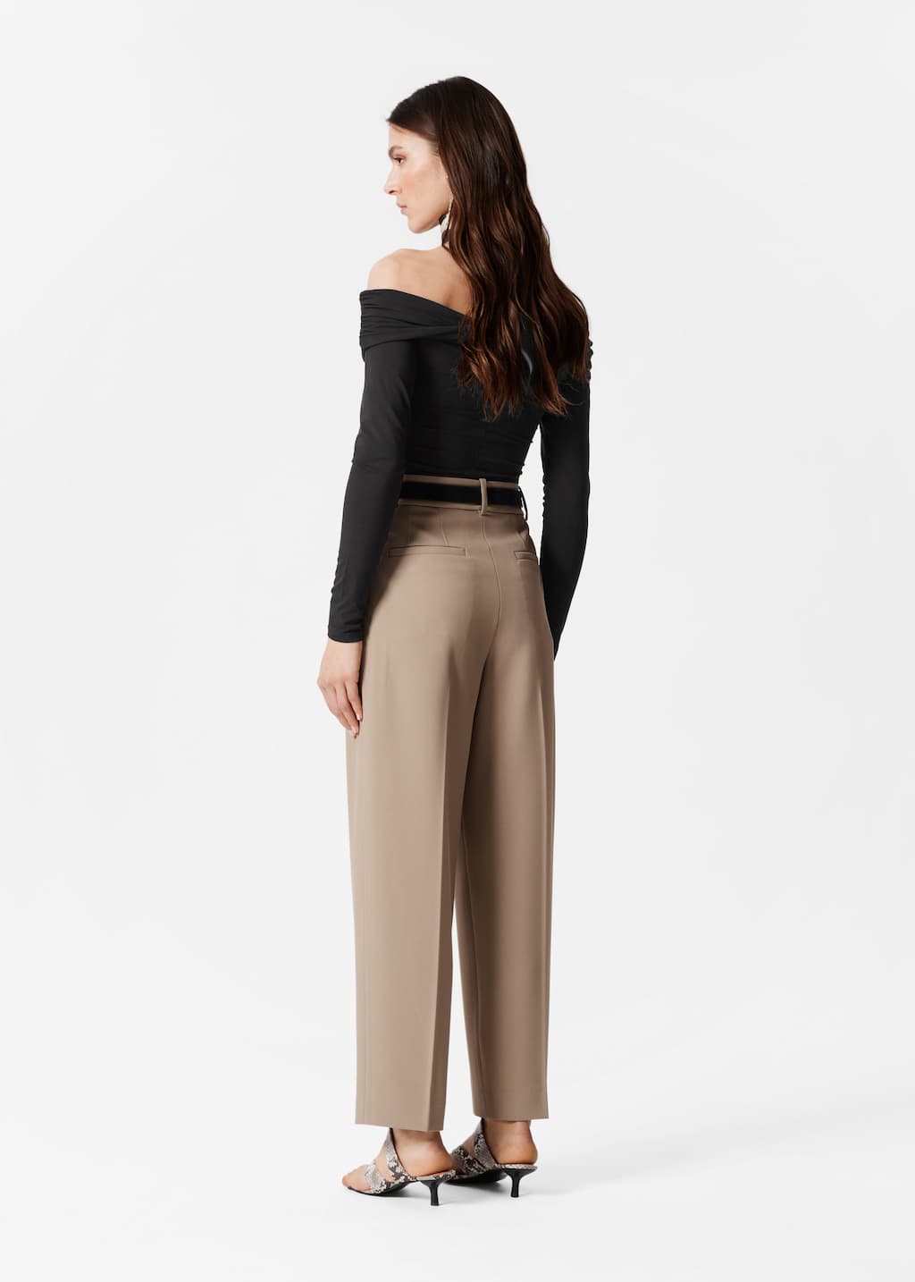 Tailored Tapered Trousers - Beige - Lookbook