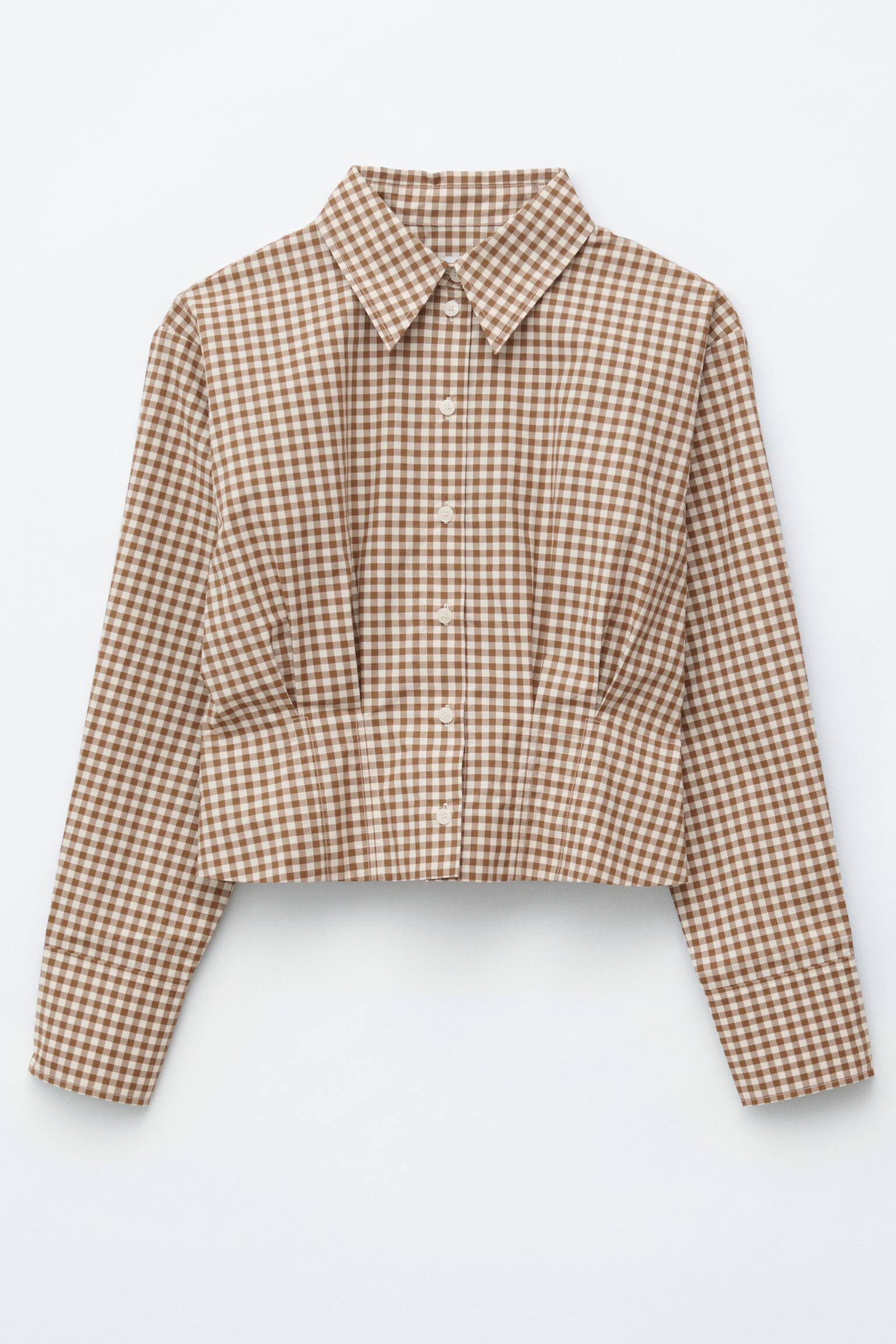 Camisa afunilada - Castanho/Xadrez/Cor-de-rosa - 1