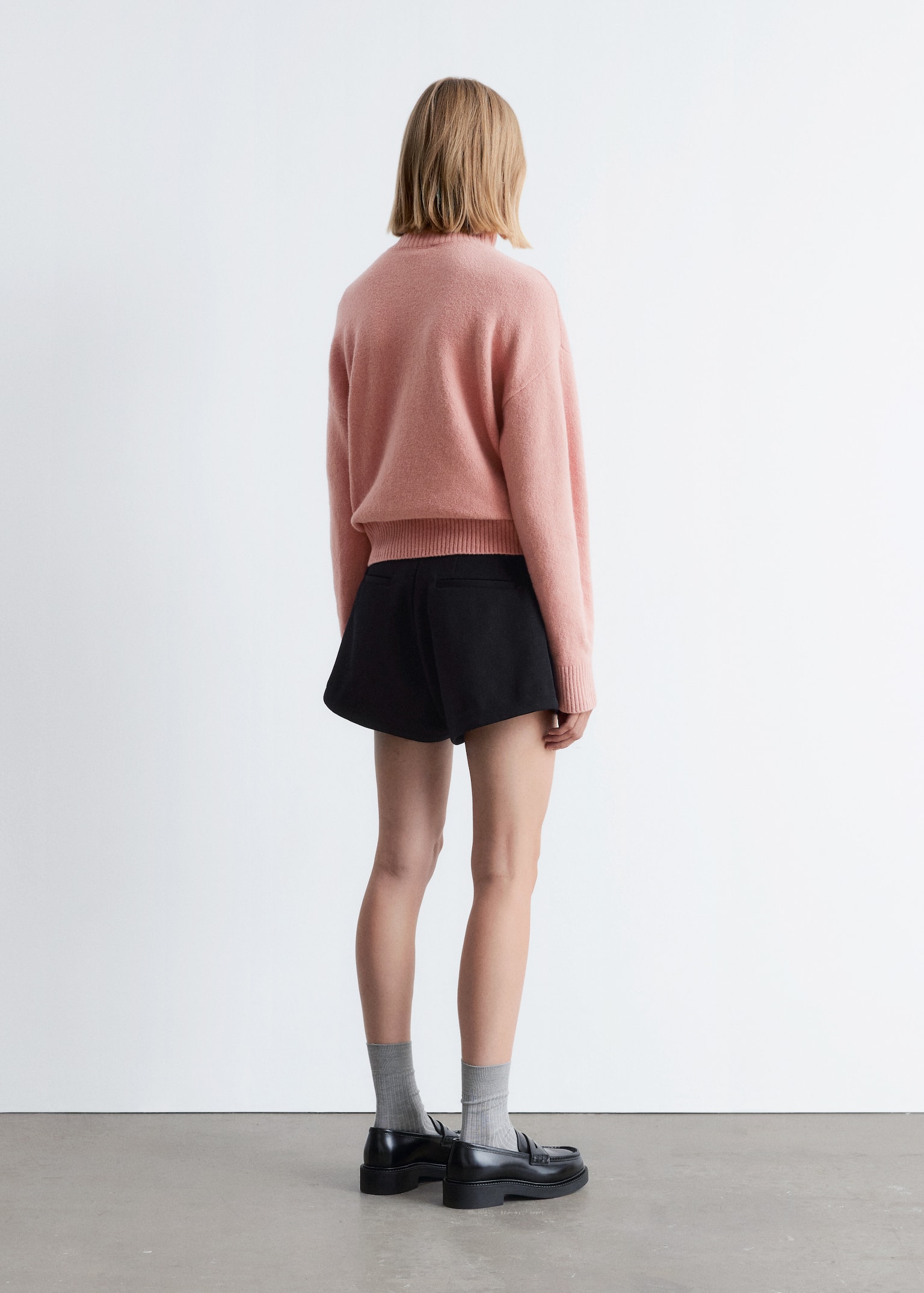 Rollkragenpullover - Rosa/Schwarz/Weinrot/Dunkelbeige - 4