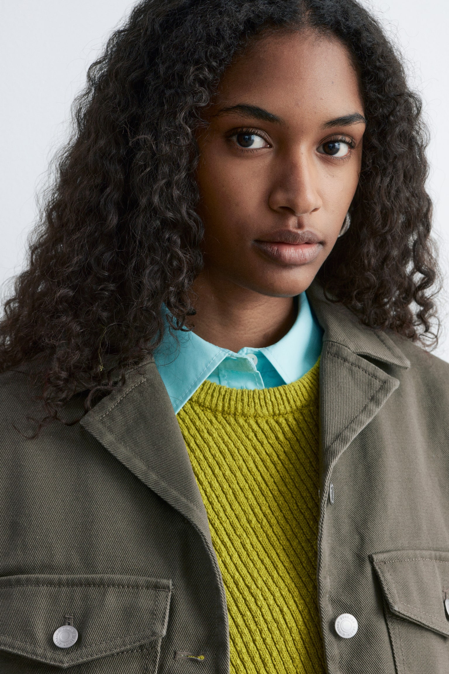 Taps toelopend katoenen jack - Kakigroen - 5