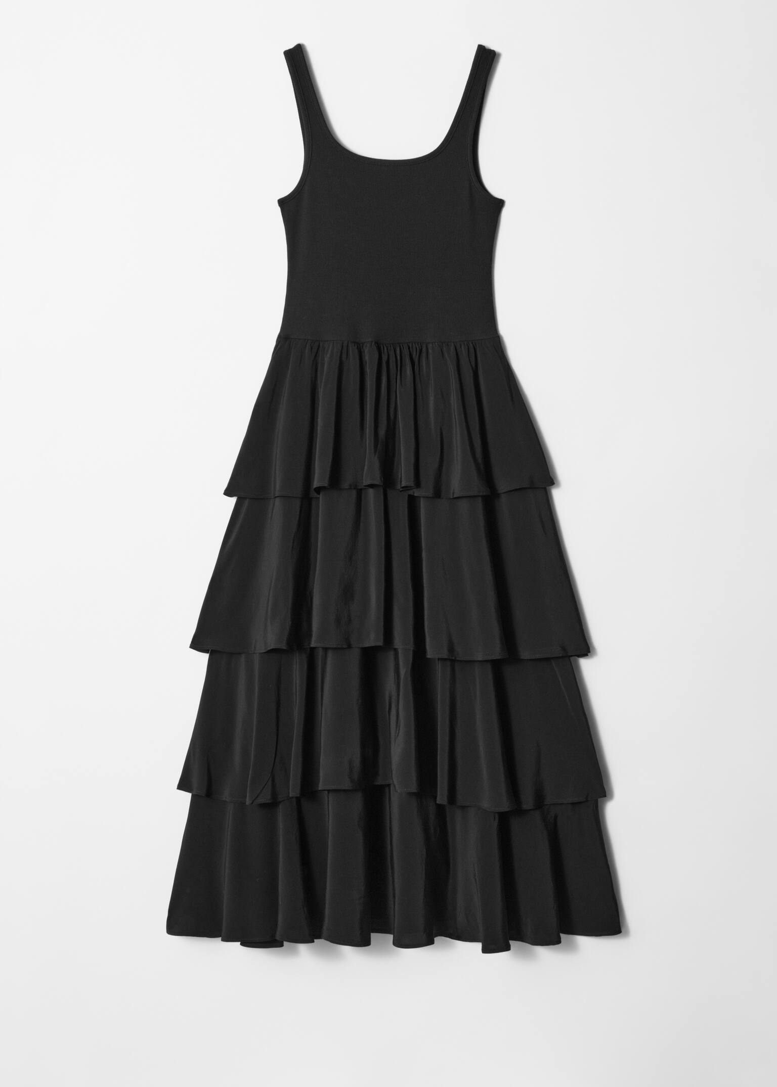 Abito midi con volant - Nero/Beige - 2