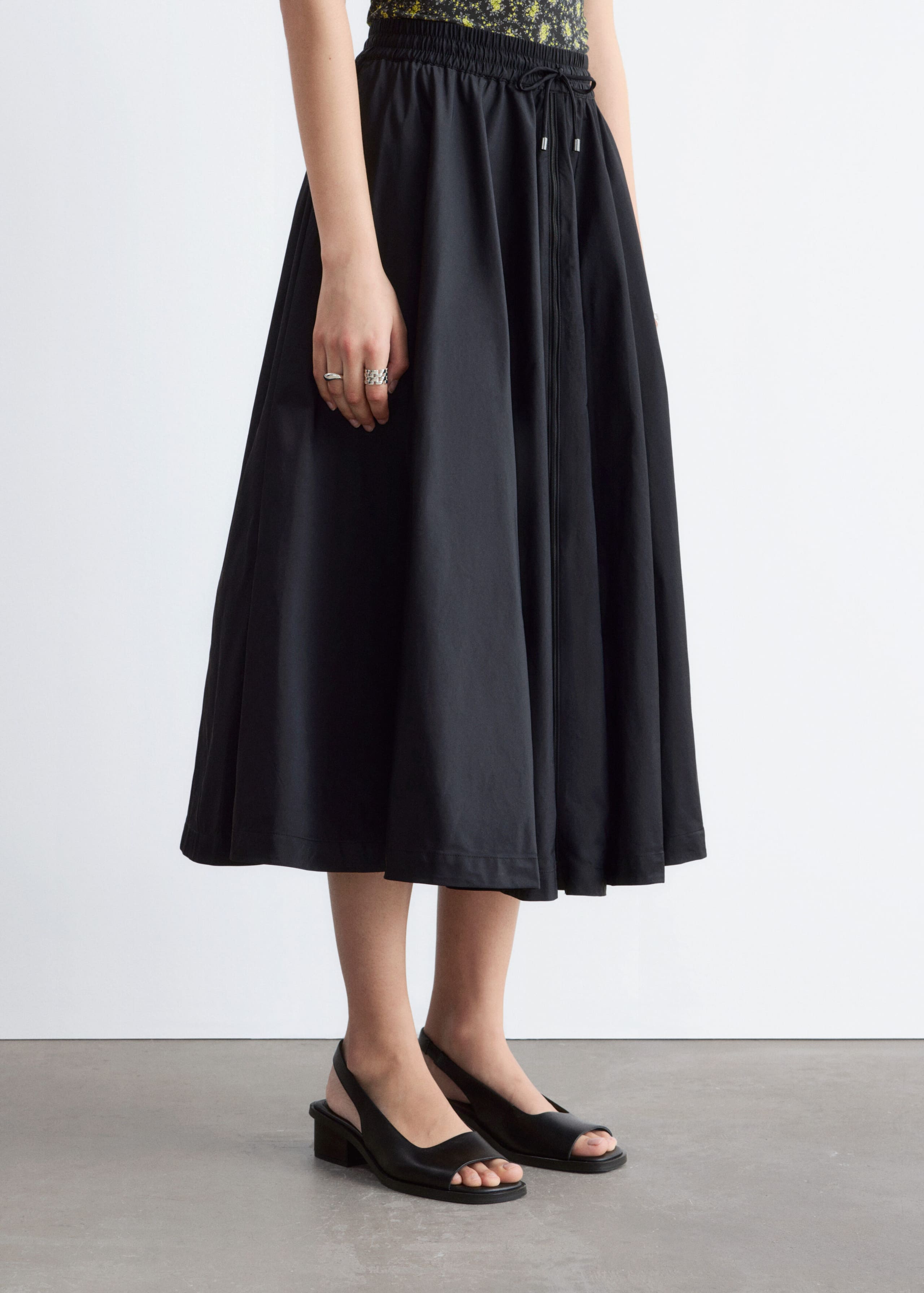 Image of Voluminous Drawstring Midi Skirt
