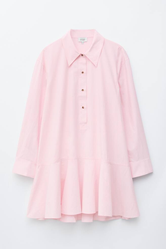 Vestido camisero de talle bajo - Rosa pastel/Azul oscuro/Cuadros vichy - 1