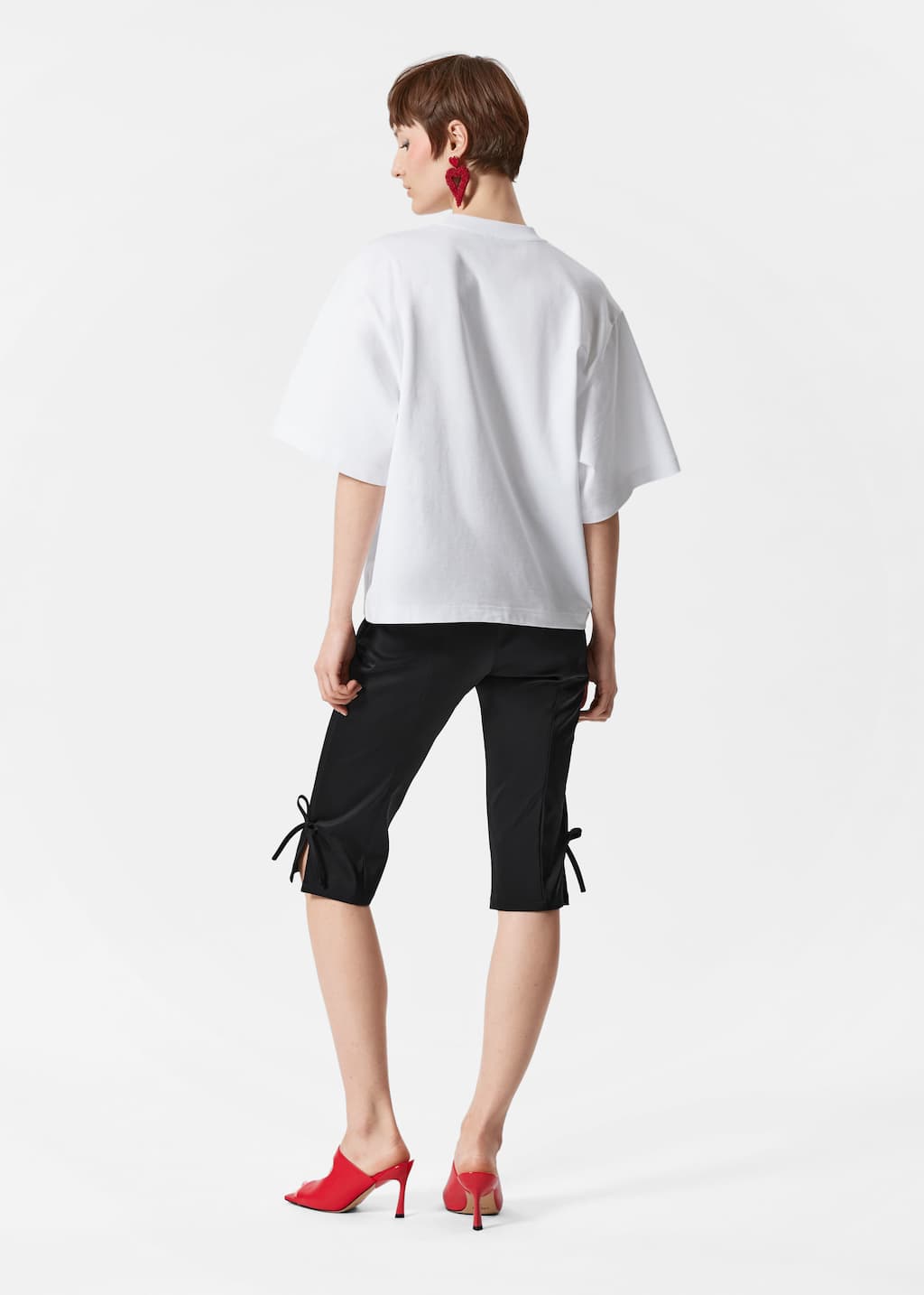 T-Shirt aus Baumwolle mit Herzprägung - Weiß - Lookbook