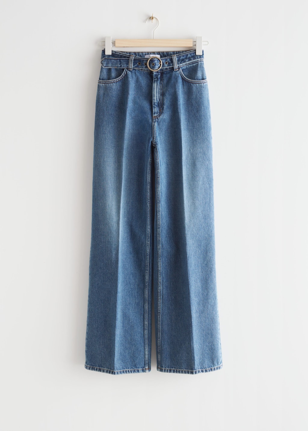 Belted Flared Jeans - Mid Blue - Still Life