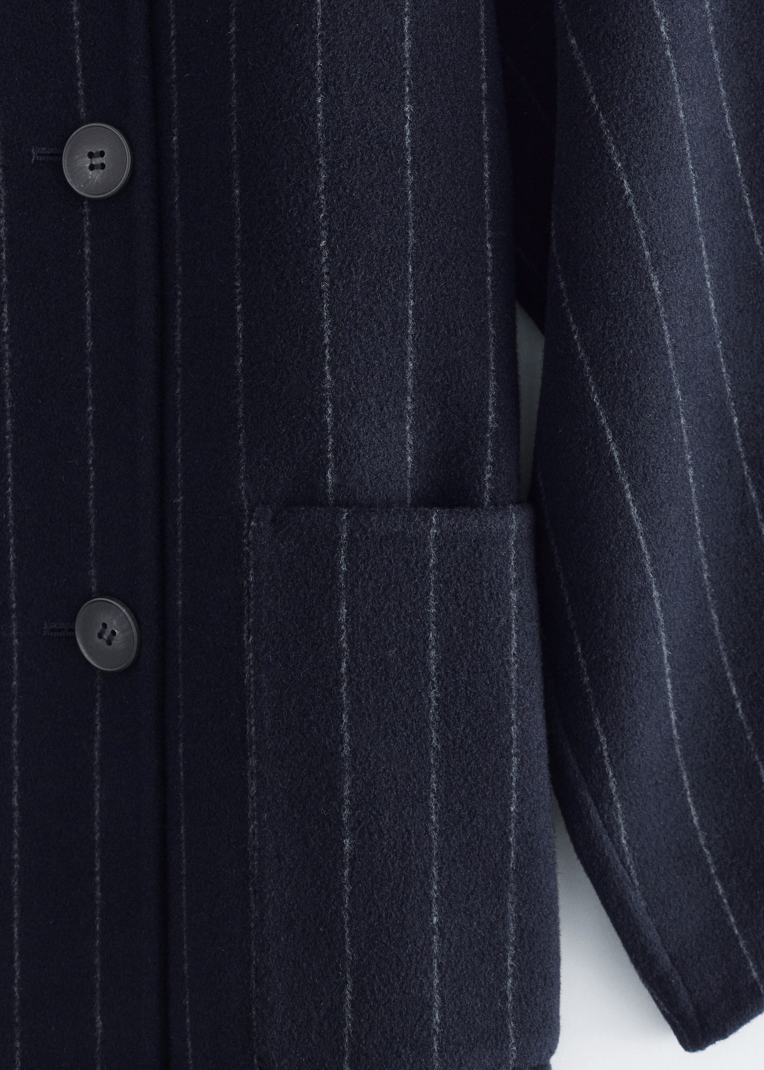 Cocoon-Shaped Wool Jacket - Navy Blue Pinstripes - & Other Stories US