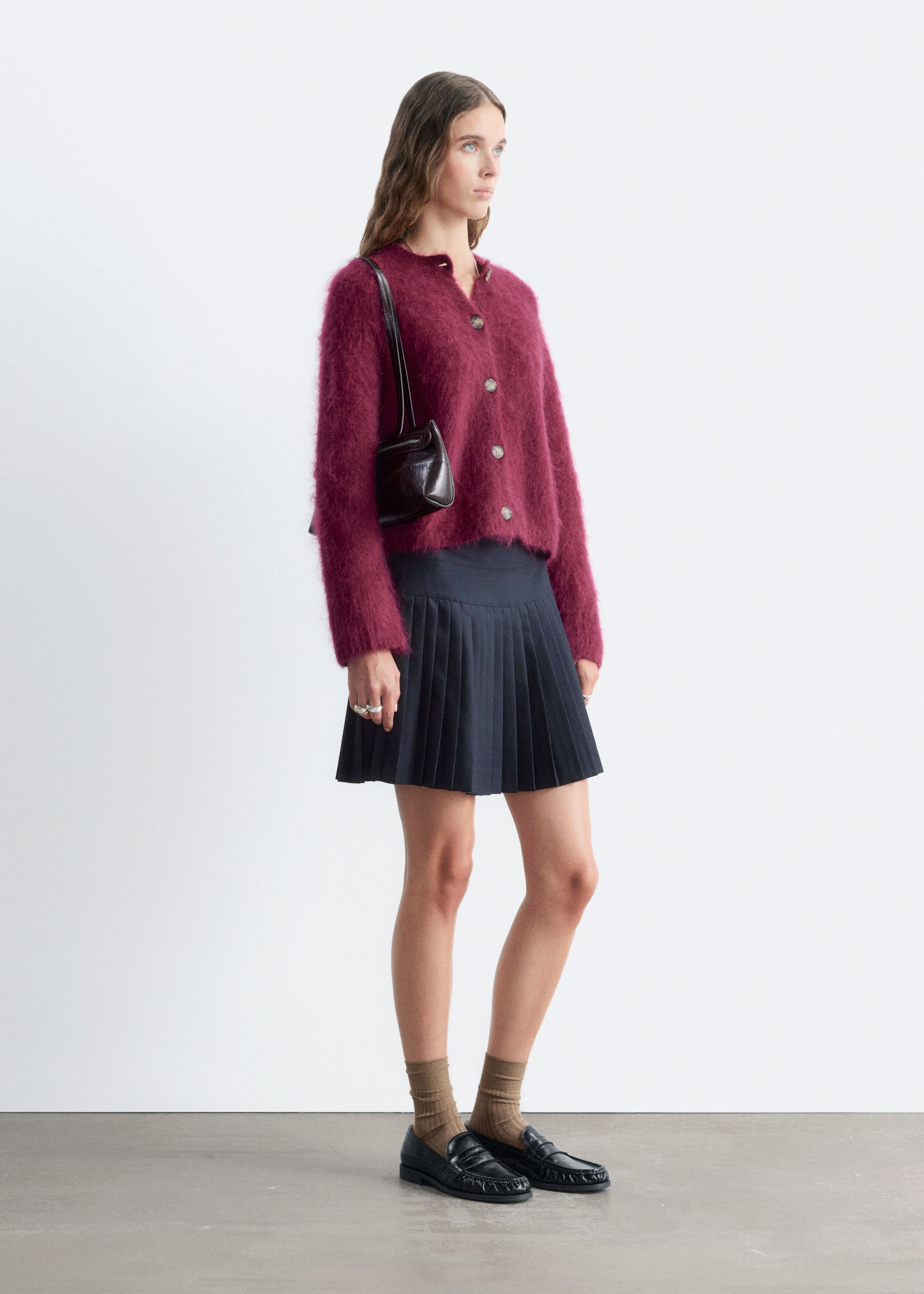 Mohair Blend Cardigan - Dark Grey - Lookbook