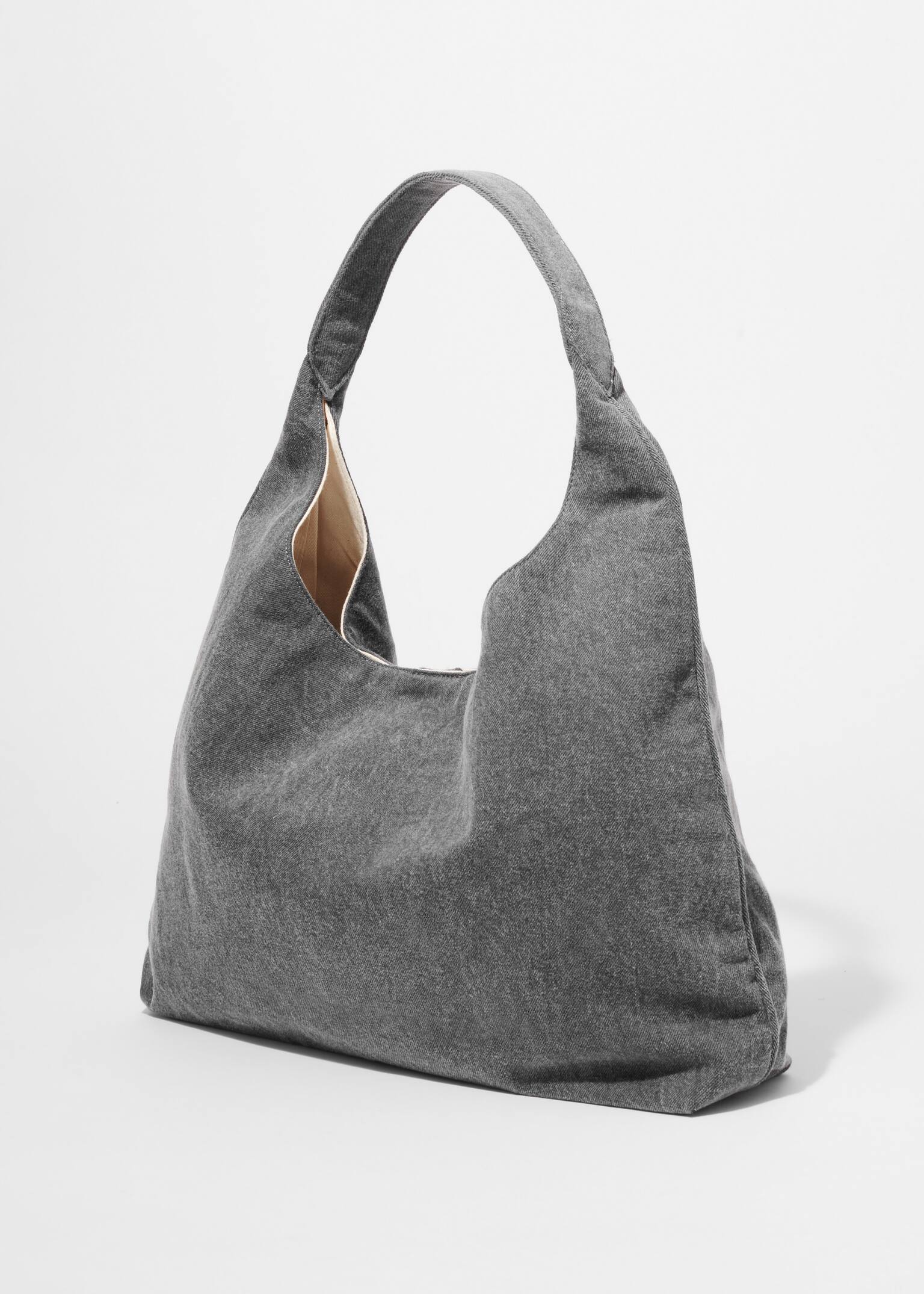 Geantă tote din denim spălat - Gri/Roz - 5