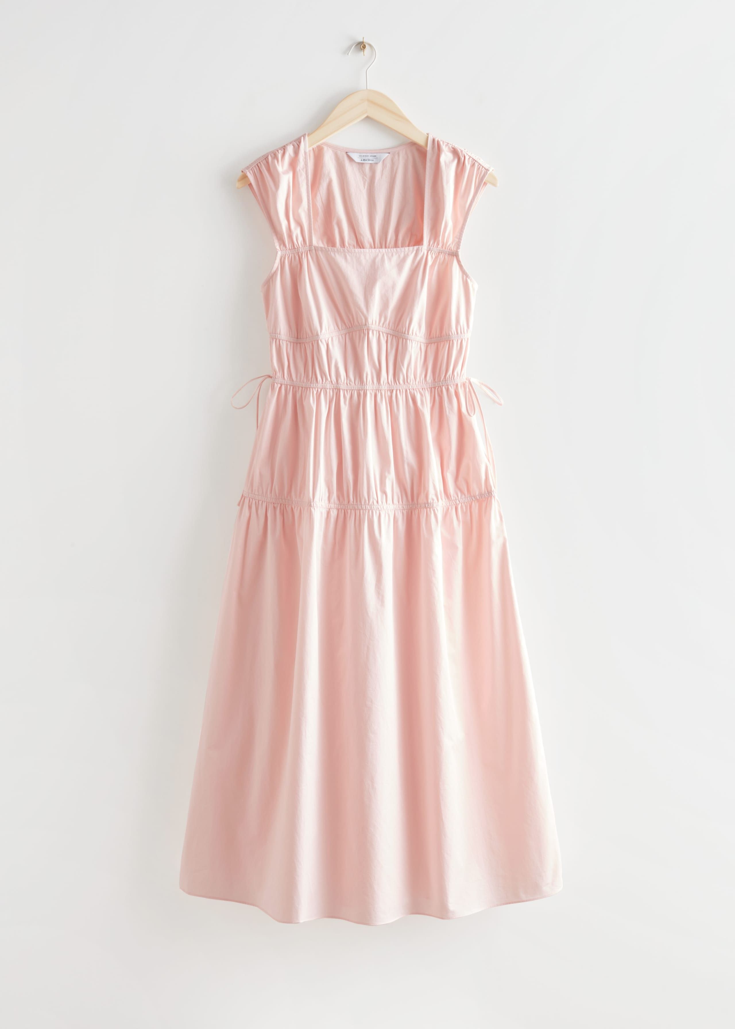 Robe mi-longue avec nœud à la taille ceinturée - Rose pâle - Still Life