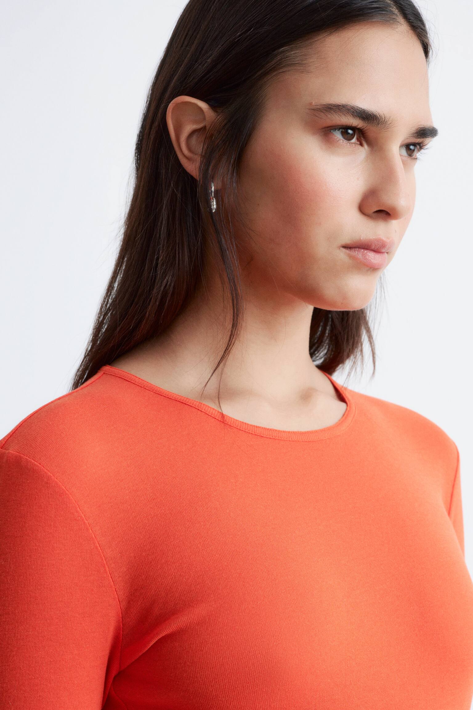 Long-Sleeve Cotton Top - Orange/Burgundy/White - 3