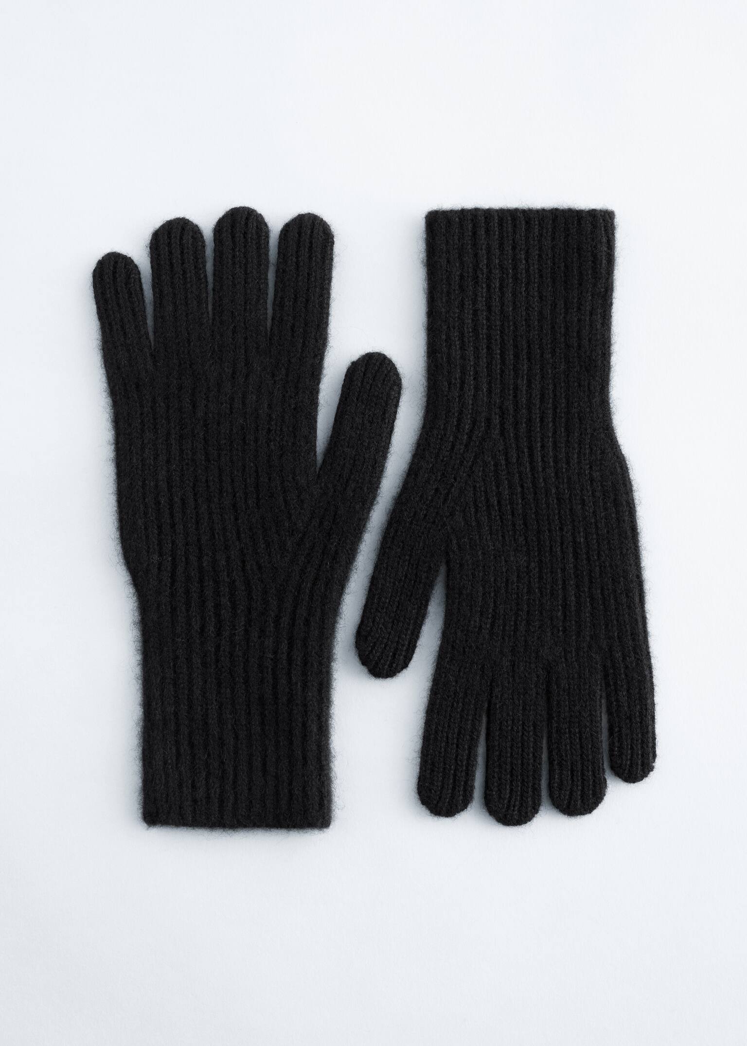 Rippstrickhandschuhe aus Kaschmir - Schwarz/Navyblau