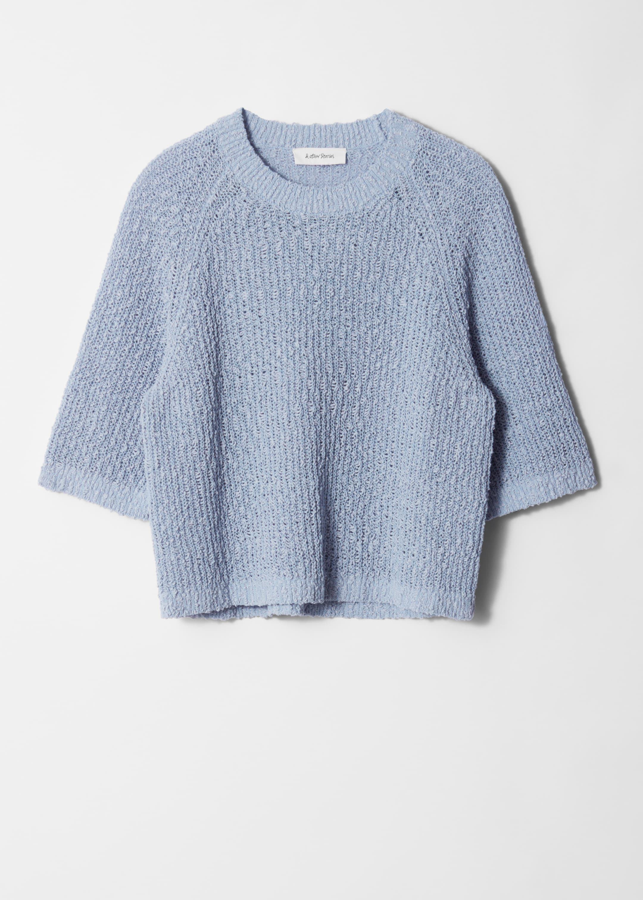 Vis større bilde: Strikket t-skjorte i silkeblanding - Dusty blå - DAME | H&M NO 5