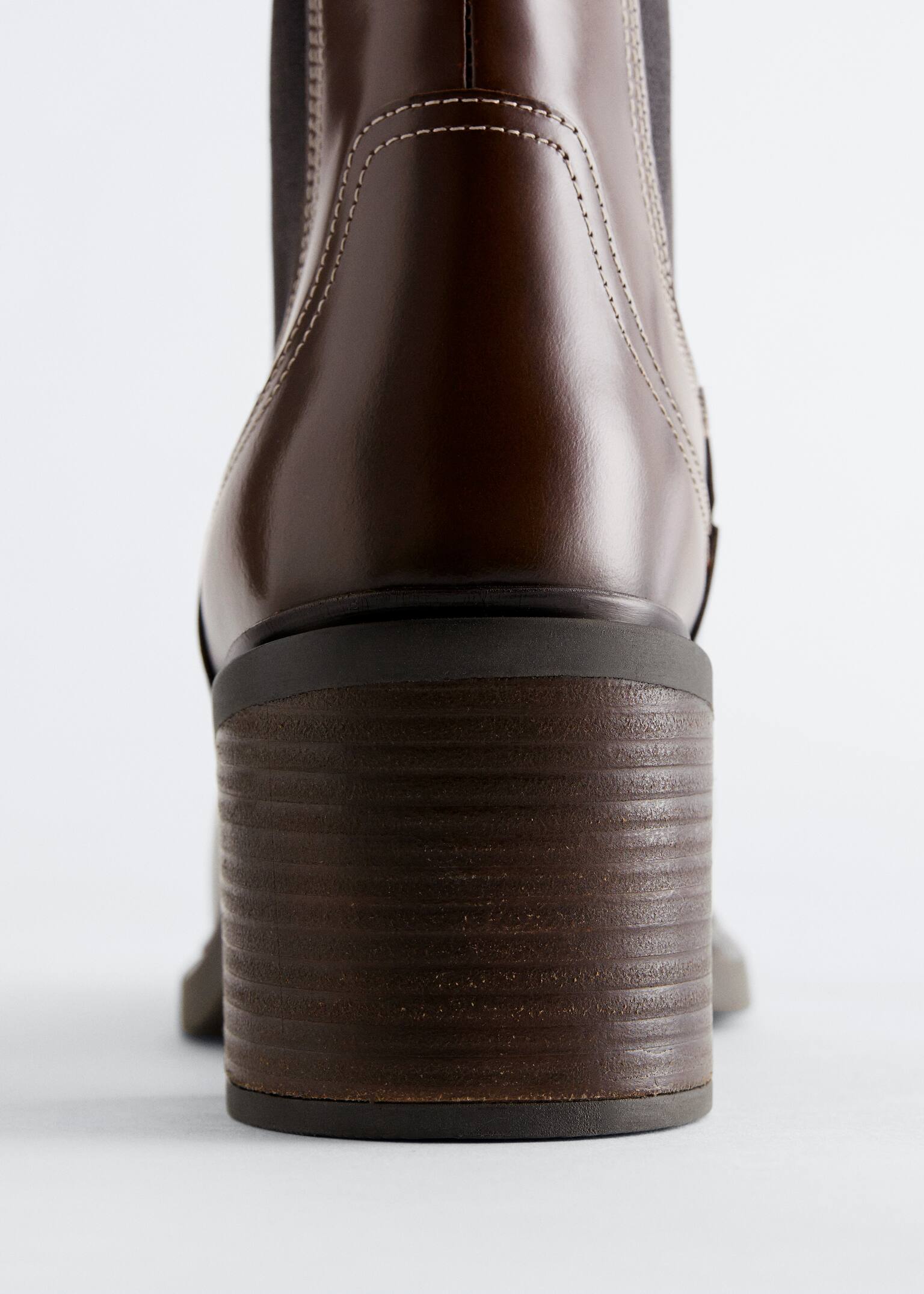 Bottines Chelsea à talons en cuir - Marron foncé/Noir - 6