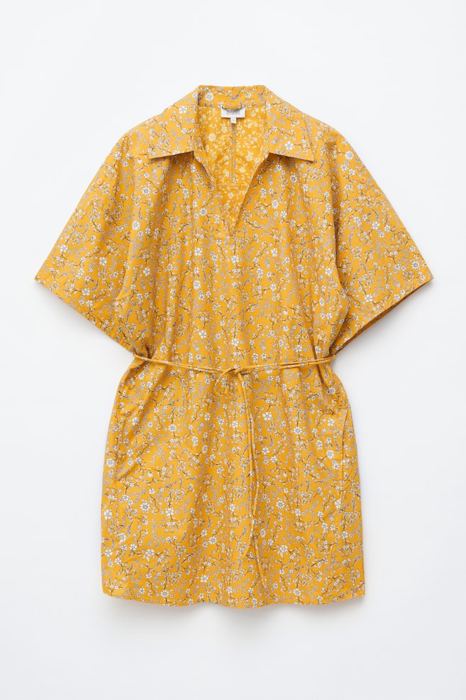 Minikleid aus Baumwolle - Gelb/Geblümt - 1