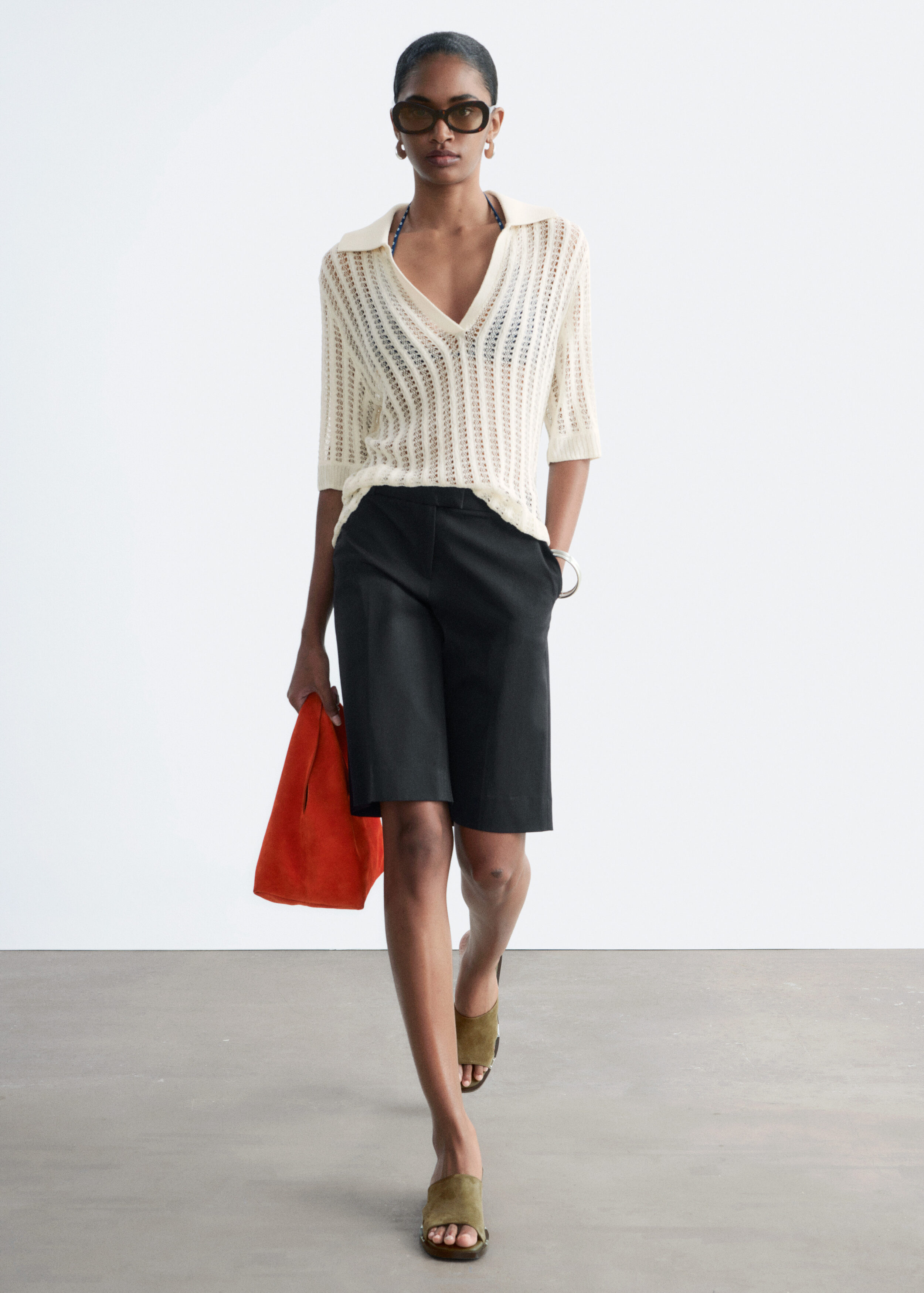 Open-Knit Polo Top - White - T-shirts - & Other Stories US
