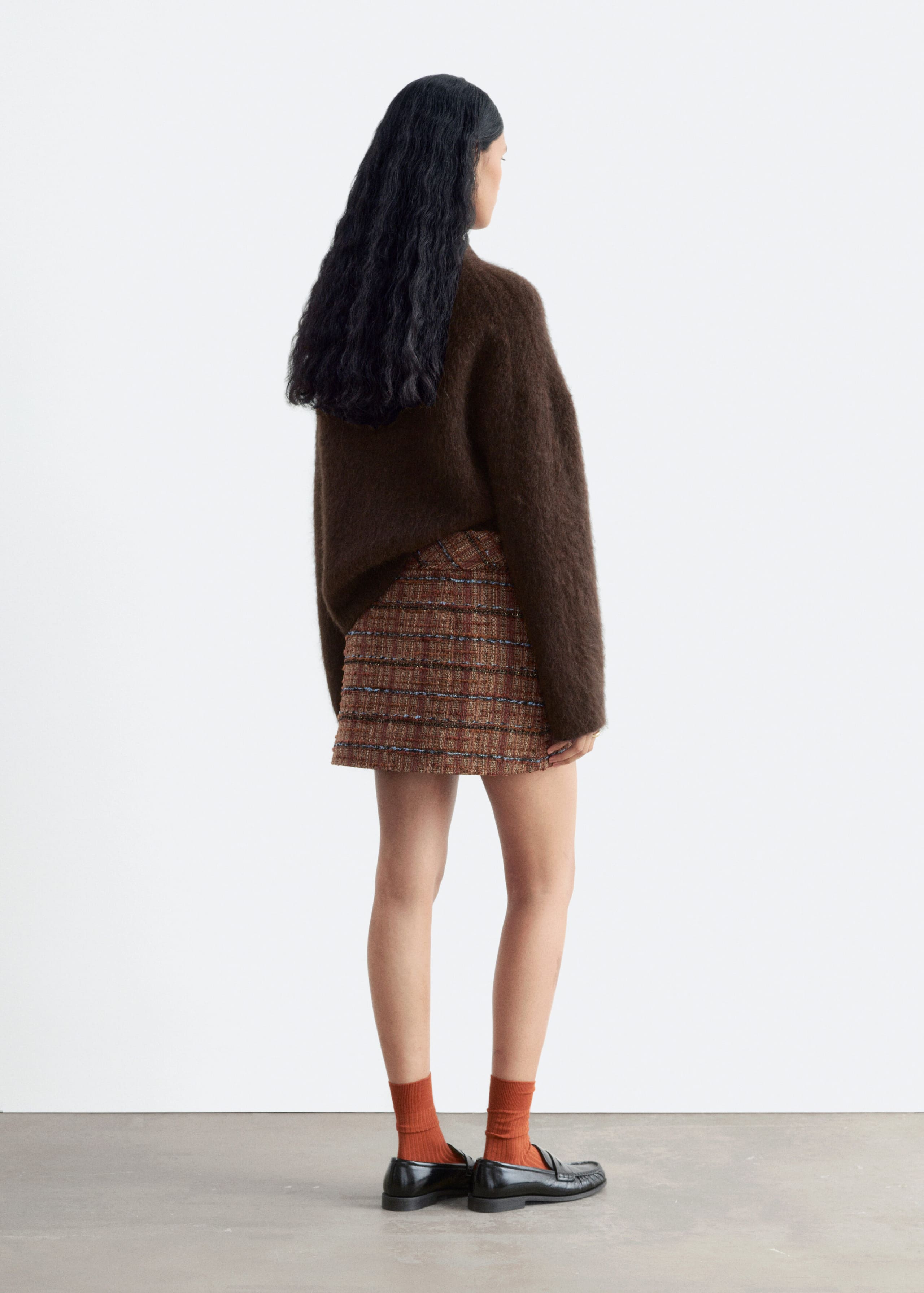 Tweed Mini Skirt - Brown - Lookbook